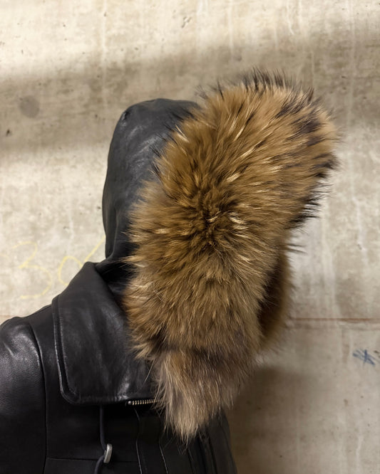 GOA Lambskin Leather Fur Cropped Jacket