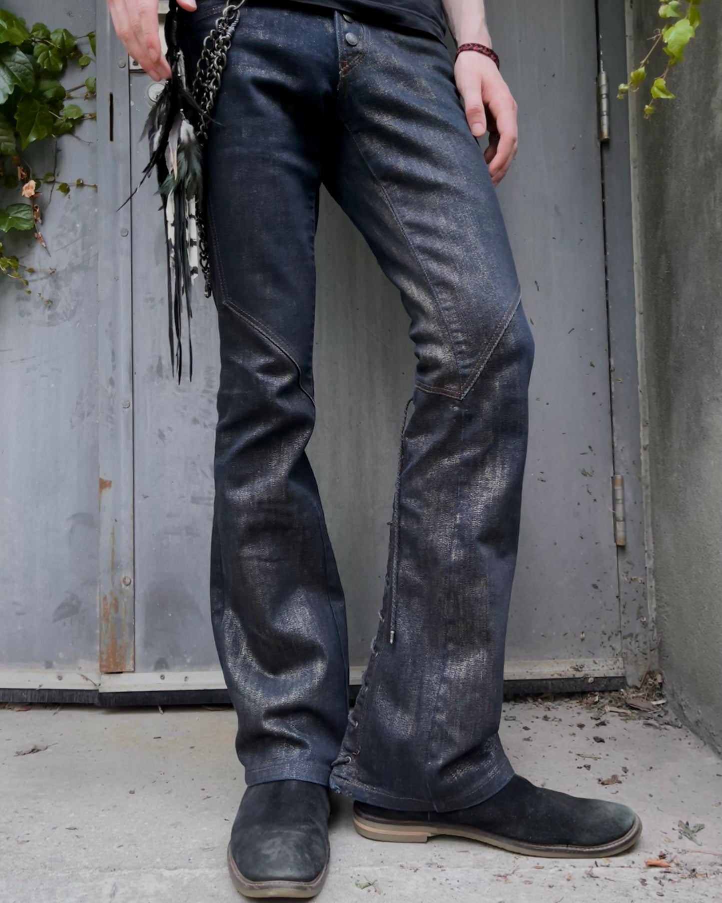 5351 Pour Les Hommes Gold Wax "Laced" Pants