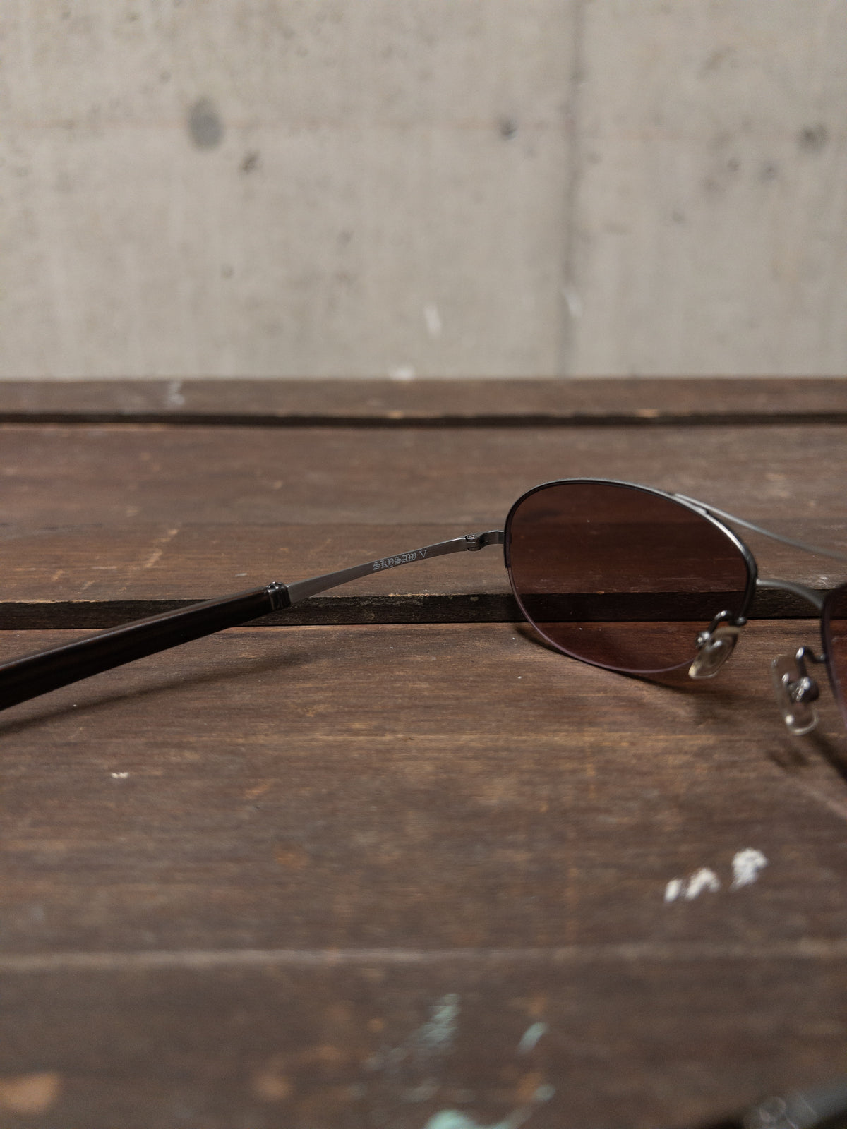Chrome Hearts Wine Lens Aviator Sunglasses with Antique Silver and Wood Temples - Camo Carry Case