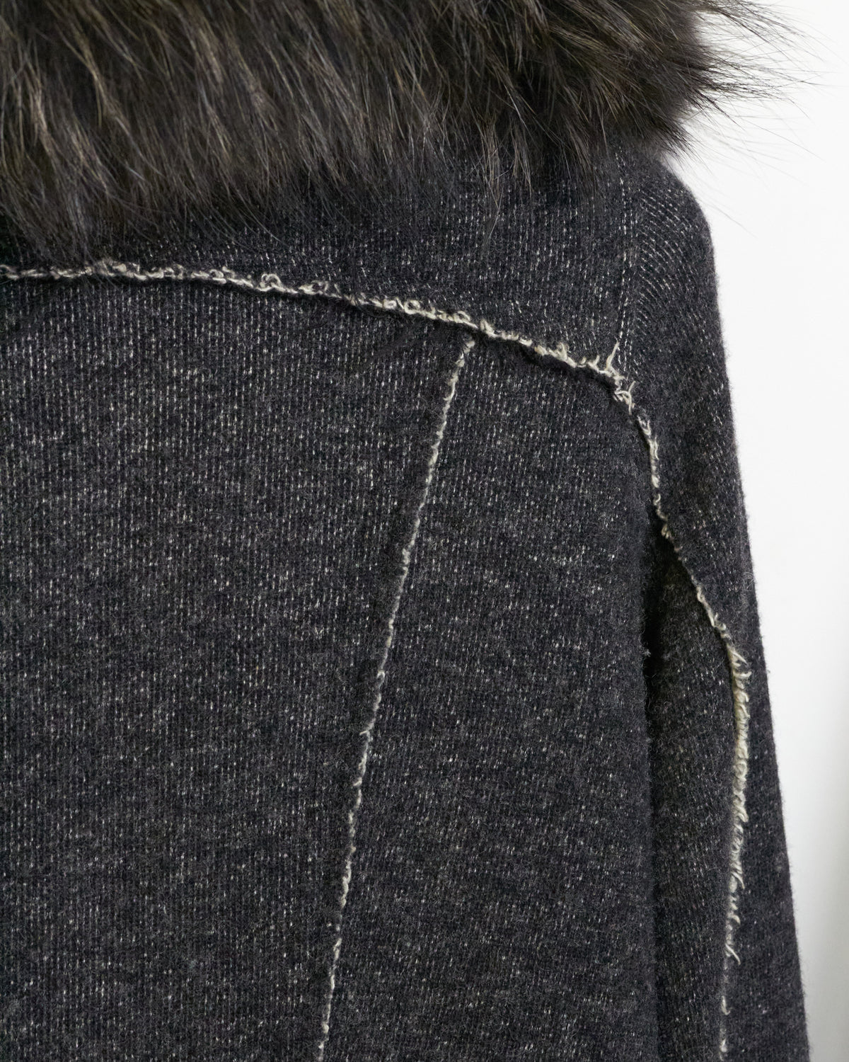 L.G.B. [RIDERS CARDI] Black Fur Asymmetrical Zip Parka
