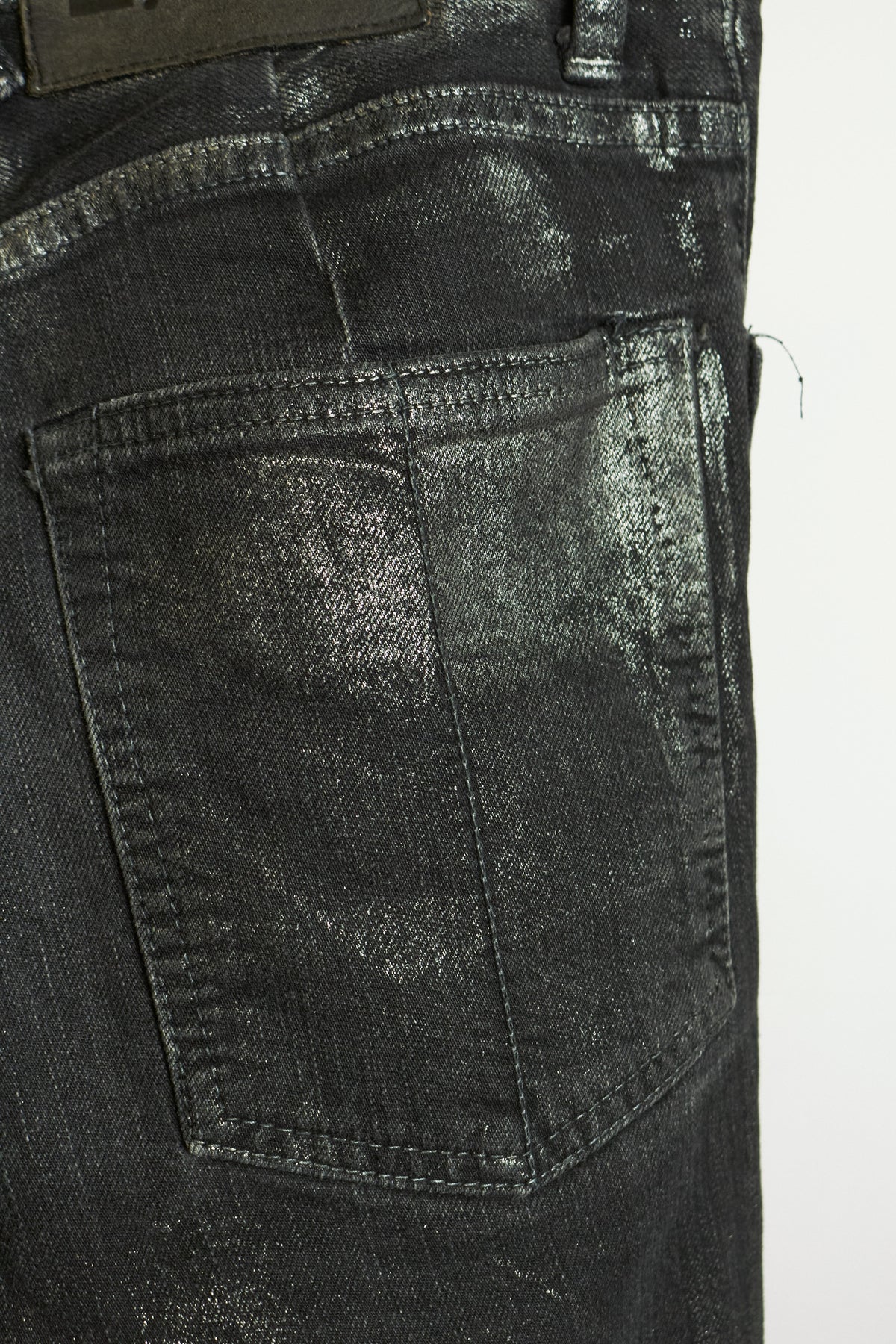 L.G.B. [S-WOLF] Metallic Waxed Python Print Slim Bootcut ‘Wolf’ Denim