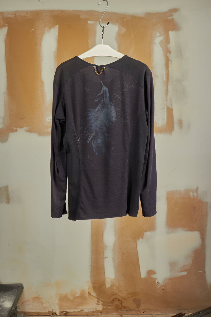 14TH ADDICTION FEATHER GRAPHIC RIBBED LONG SLEEVE