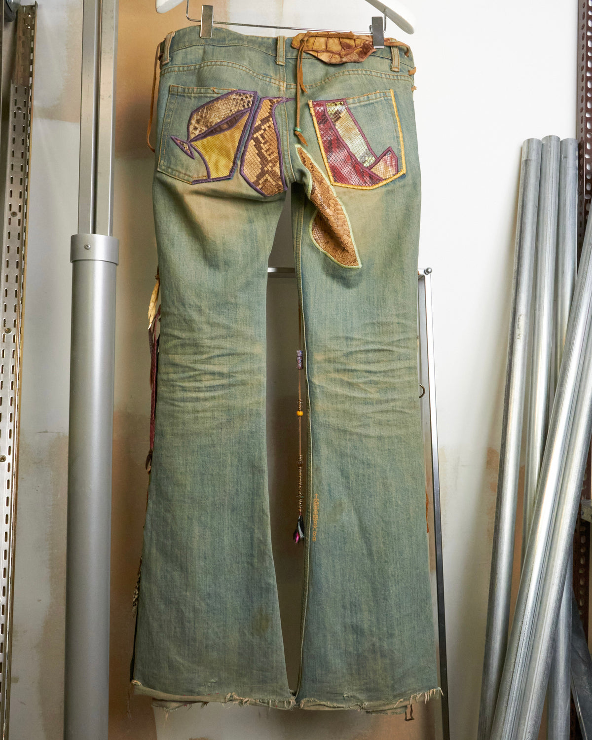 IF SIX WAS NINE [C/MEXICAN/DX] Flared Lace up Patchwork Jeans