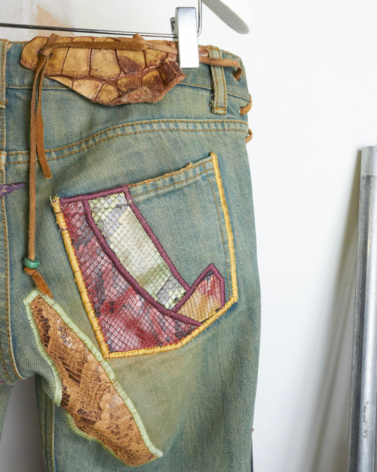 IF SIX WAS NINE [C/MEXICAN/DX] Flared Lace up Patchwork Jeans