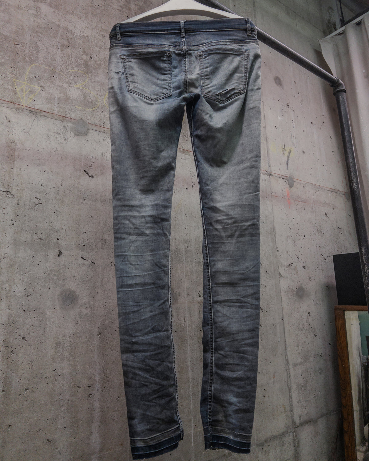 Rick Owens DRKSHDW SS16 Distressed & Repaired ‘Detroit Cut’ Denim - Dark Dust