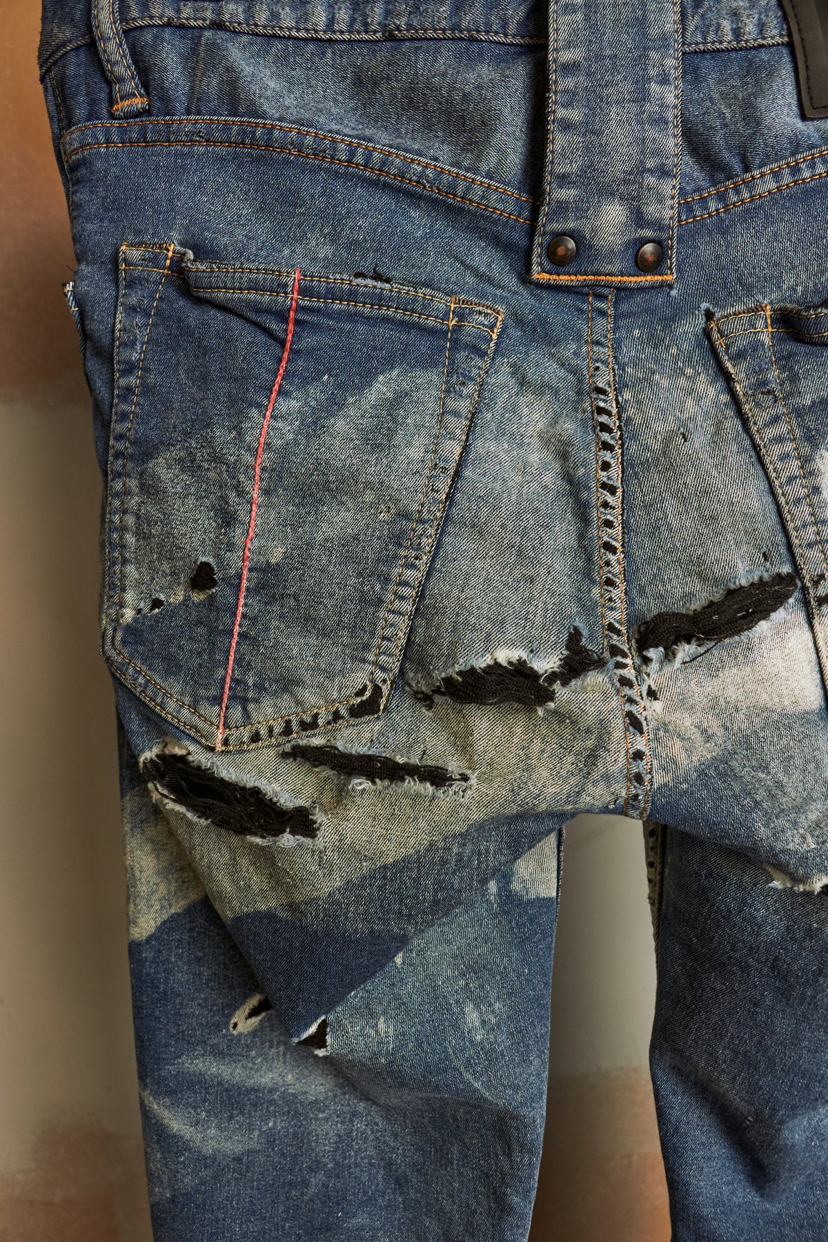 L.G.B. [ST103-B2D] Distressed Star Print Blue Denim