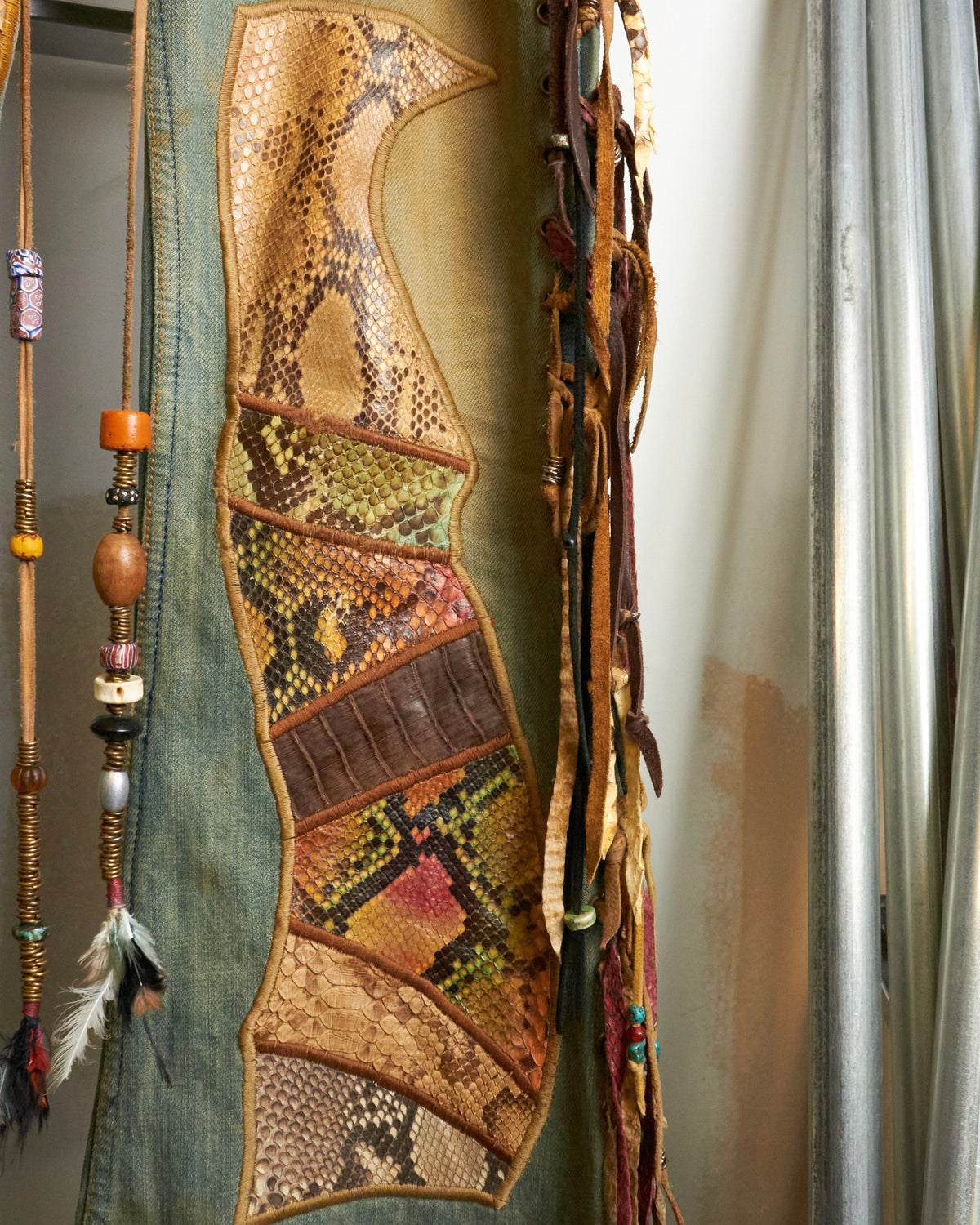 IF SIX WAS NINE [C/MEXICAN/DX] Flared Lace up Patchwork Jeans