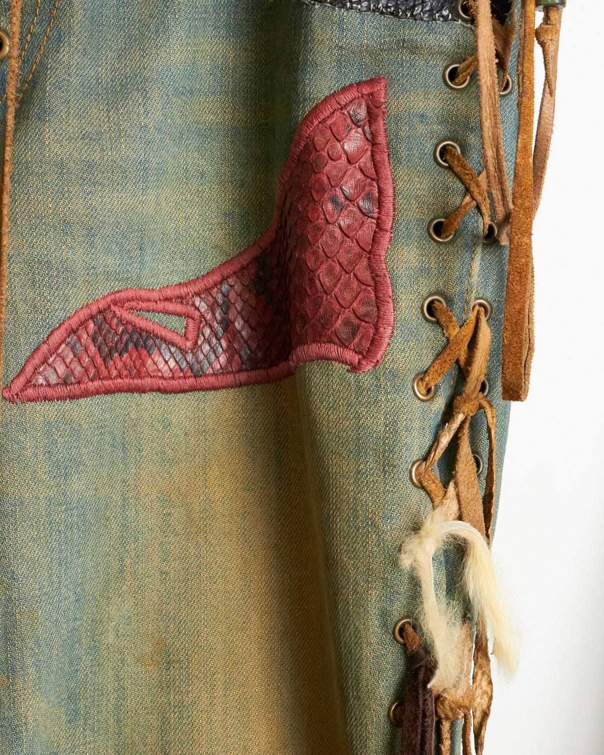 IF SIX WAS NINE [C/MEXICAN/DX] Flared Lace up Patchwork Jeans