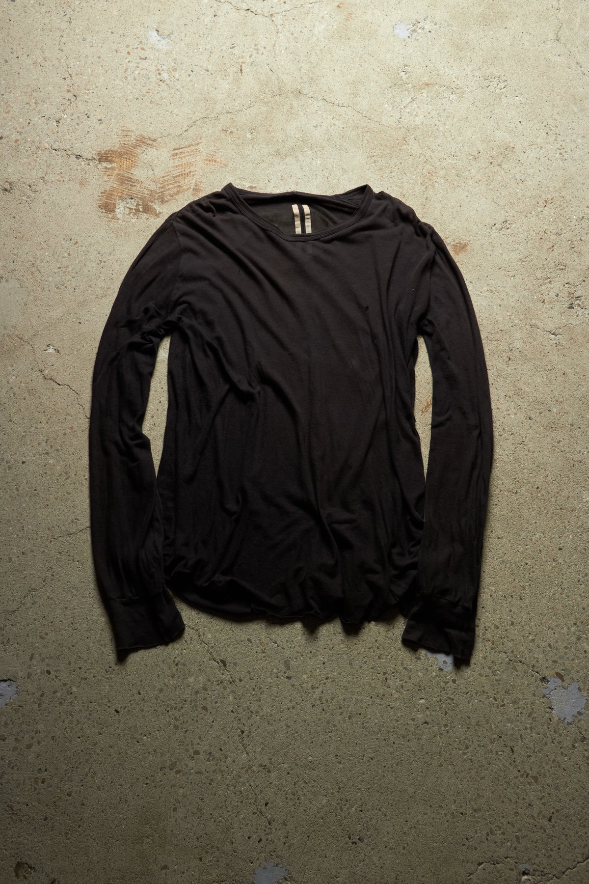 RICK OWENS MAINLINE FW21 [GETHSEMANE] BLACK UNSTABLE COTTON LONG SLEEVE