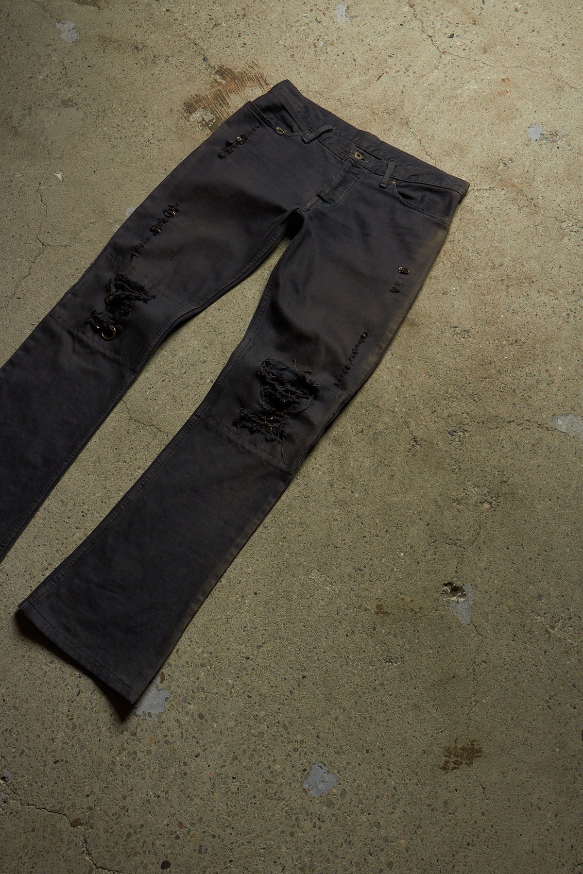 IFSIXWASNINE MUD MAX BOOTCUT PIERCED BLACK DENIM