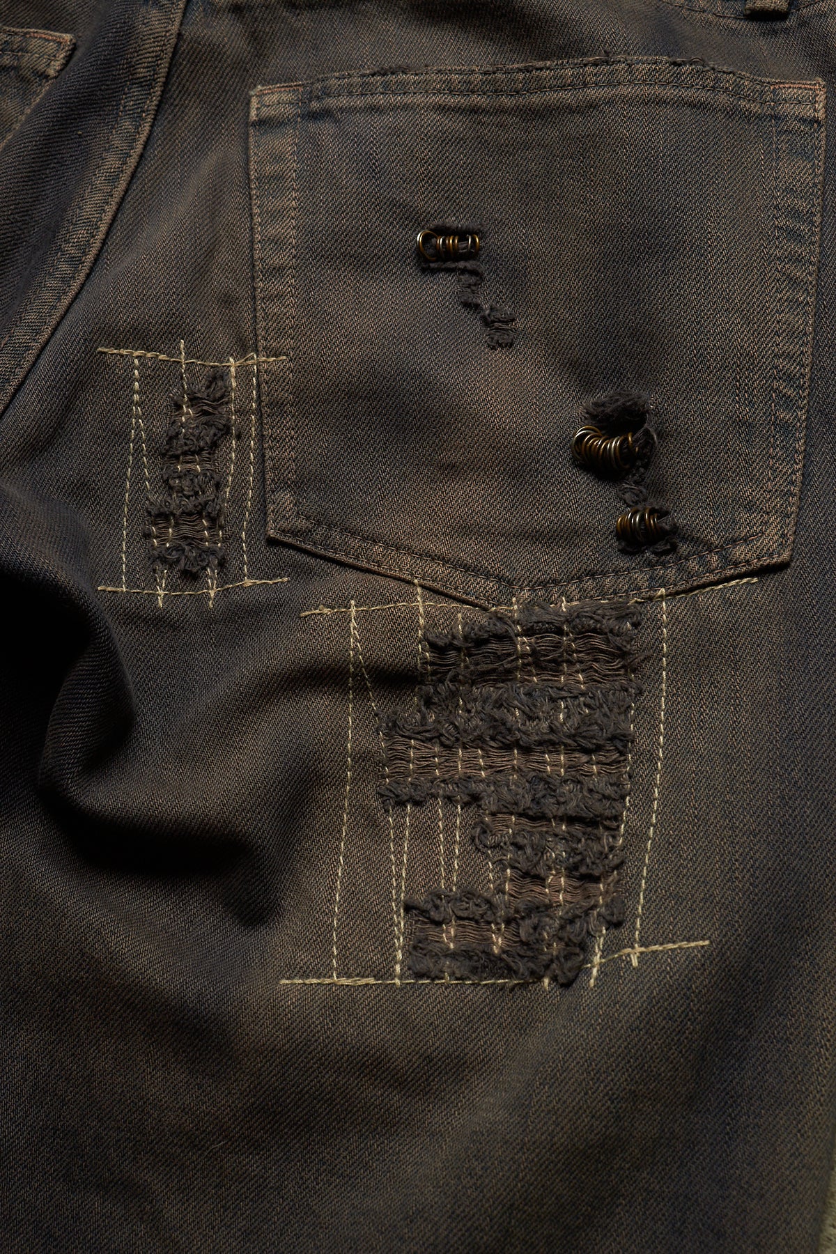 IFSIXWASNINE MUD MAX BOOTCUT PIERCED BLACK DENIM