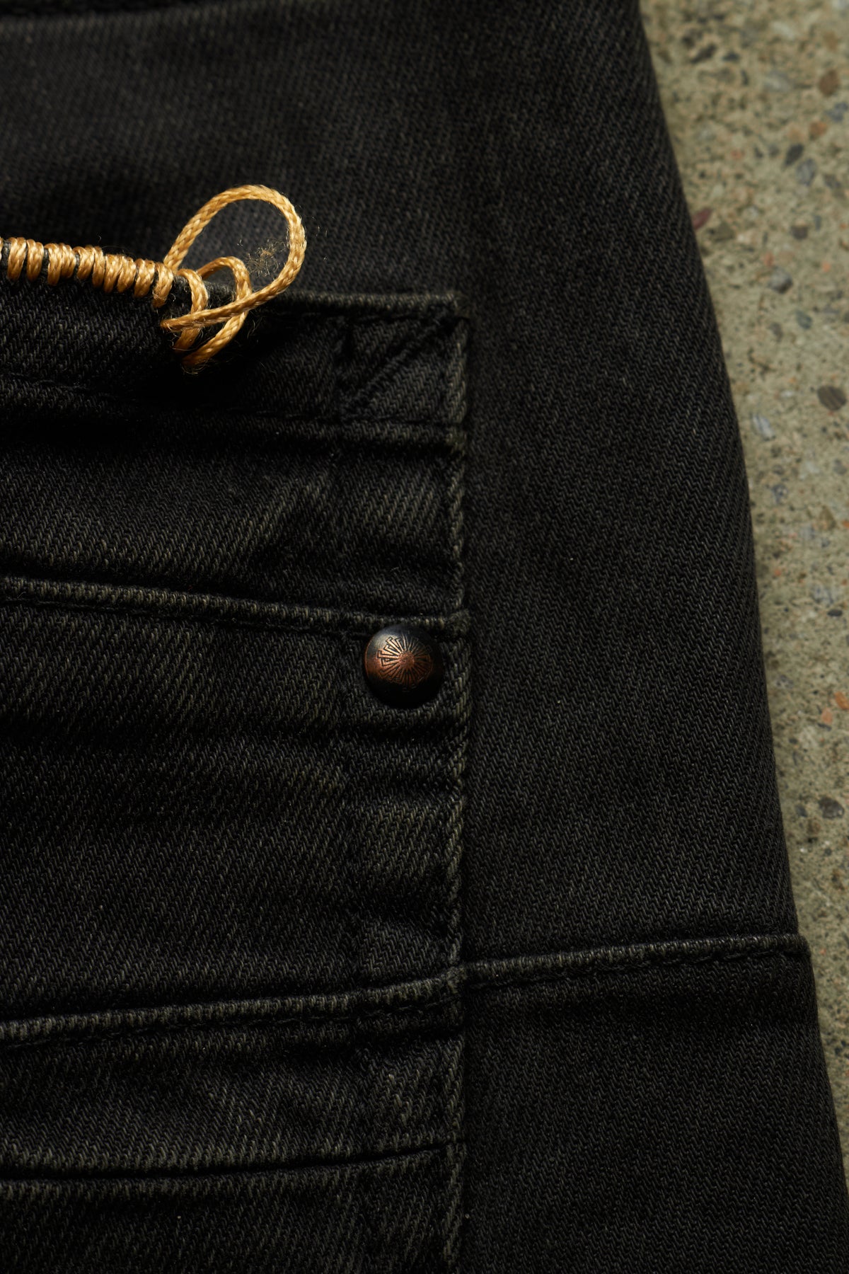 OPAQUE FATE X TORNADO MART PIERCED LEATHER PANEL FLARED DENIM