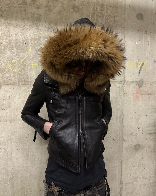 GOA Lambskin Leather Fur Cropped Jacket