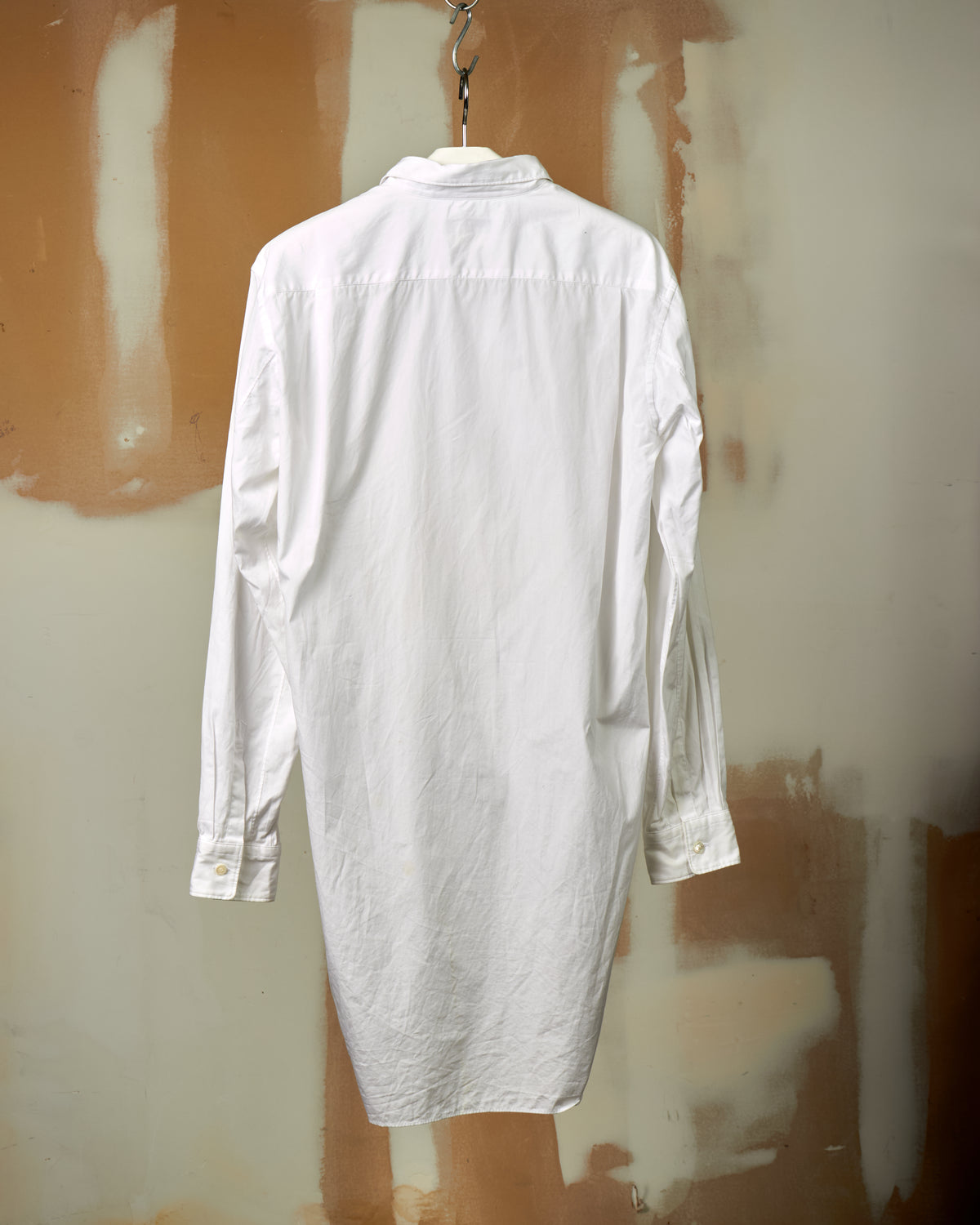 COMME DES GARÇONS HOMME PLUS RUCHED ASYMMETRICAL WHITE DRESS SHIRT