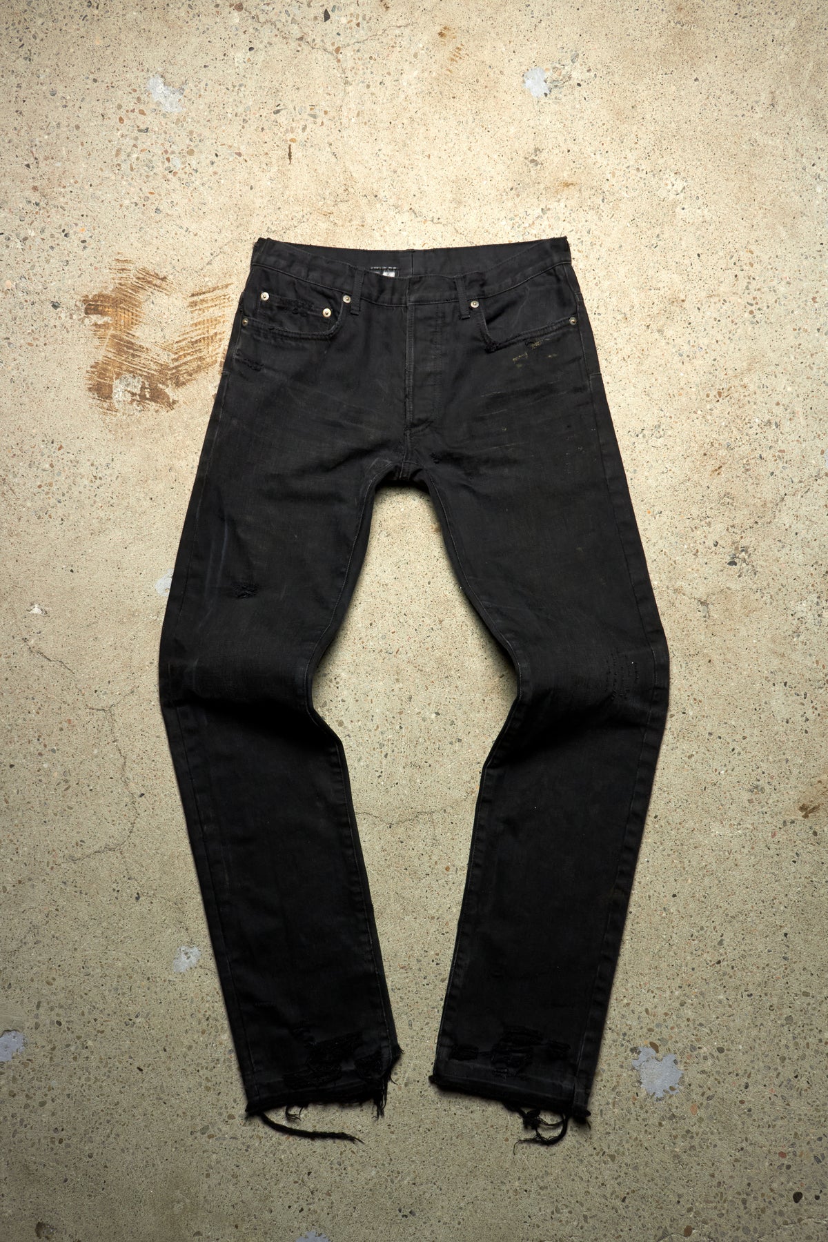 DIOR HOMME HEDI SLIMANE SS07 [WE LOOK GOOD TOGETHER] GOLD DUST HEAVY BLACK STRIPPED WAX DENIM