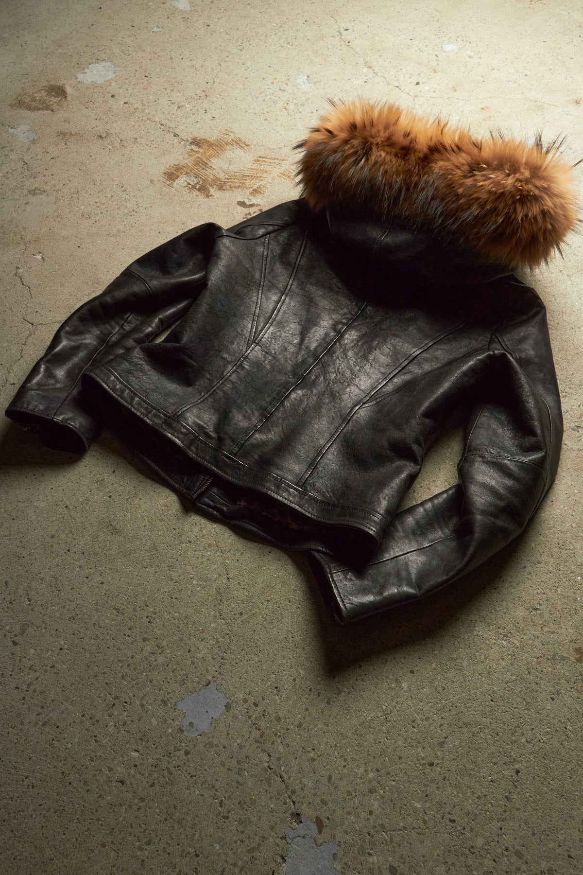 G.O.A [31647013] LAMB LEATHER DETACHABLE RACOON FUR HOODED JACKET