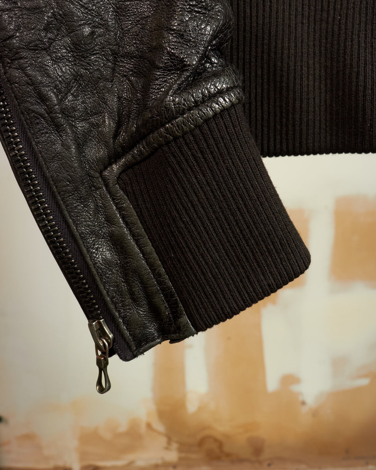 SHELLAC LAMB LEATHER DOUBLE ZIP BOMBER JACKET