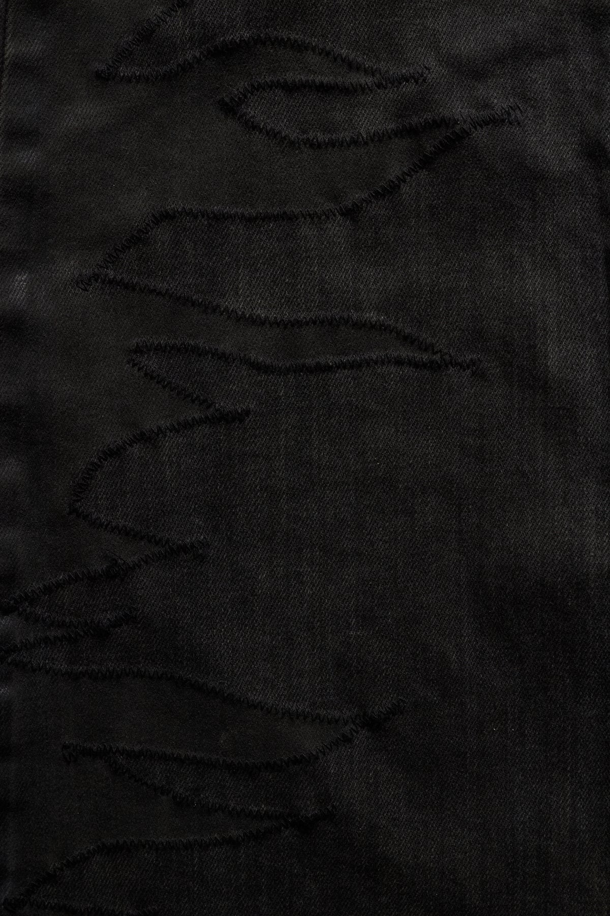 OPAQUE FATE X TORNADO MART PIERCED LEATHER PANEL FLARED DENIM