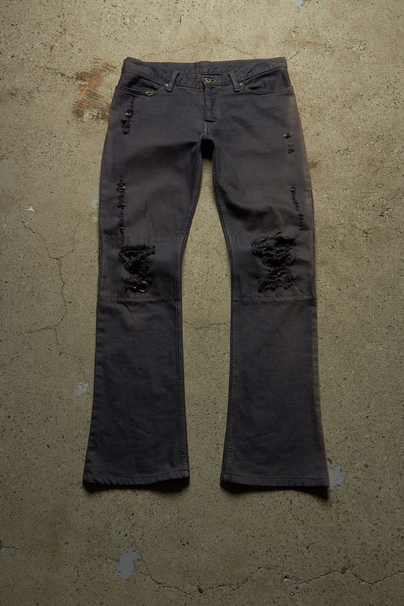 IFSIXWASNINE MUD MAX BOOTCUT PIERCED BLACK DENIM