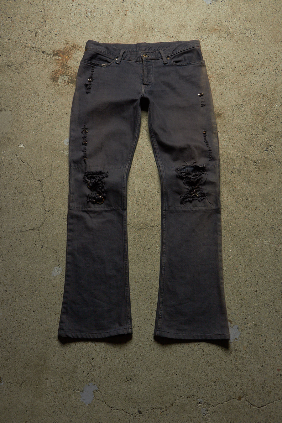IFSIXWASNINE MUD MAX BOOTCUT PIERCED BLACK DENIM
