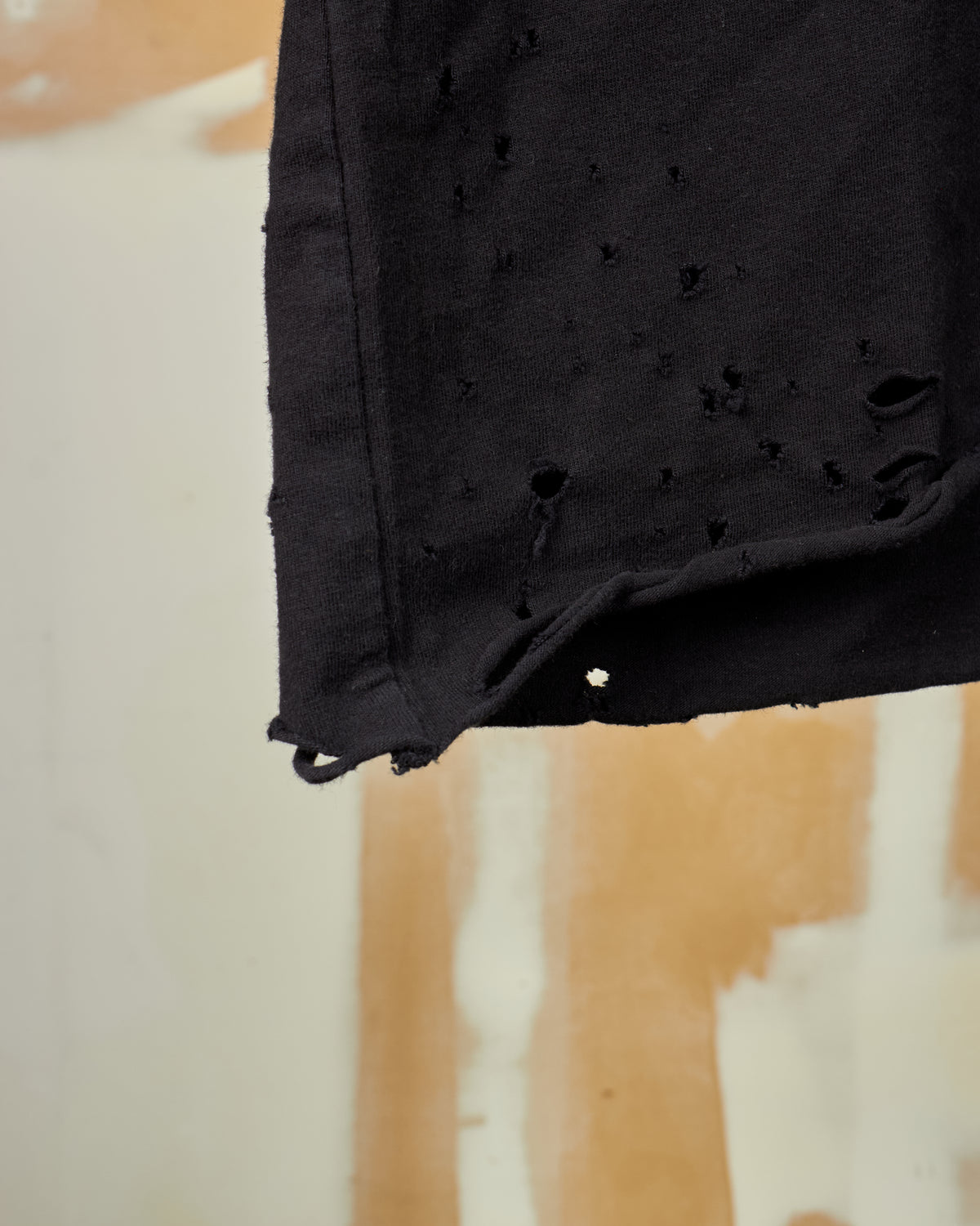 14TH ADDICTION DISTRESSED & PIERCED BLACK TEE