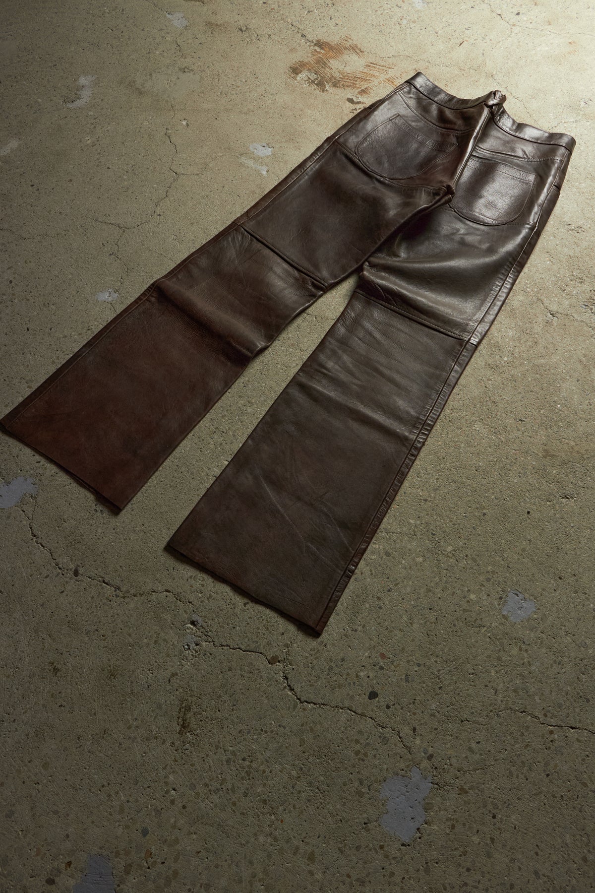 MIHARAYASUHIRO BROWN KANGAROO LEATHER RELAXED FIT PANTS