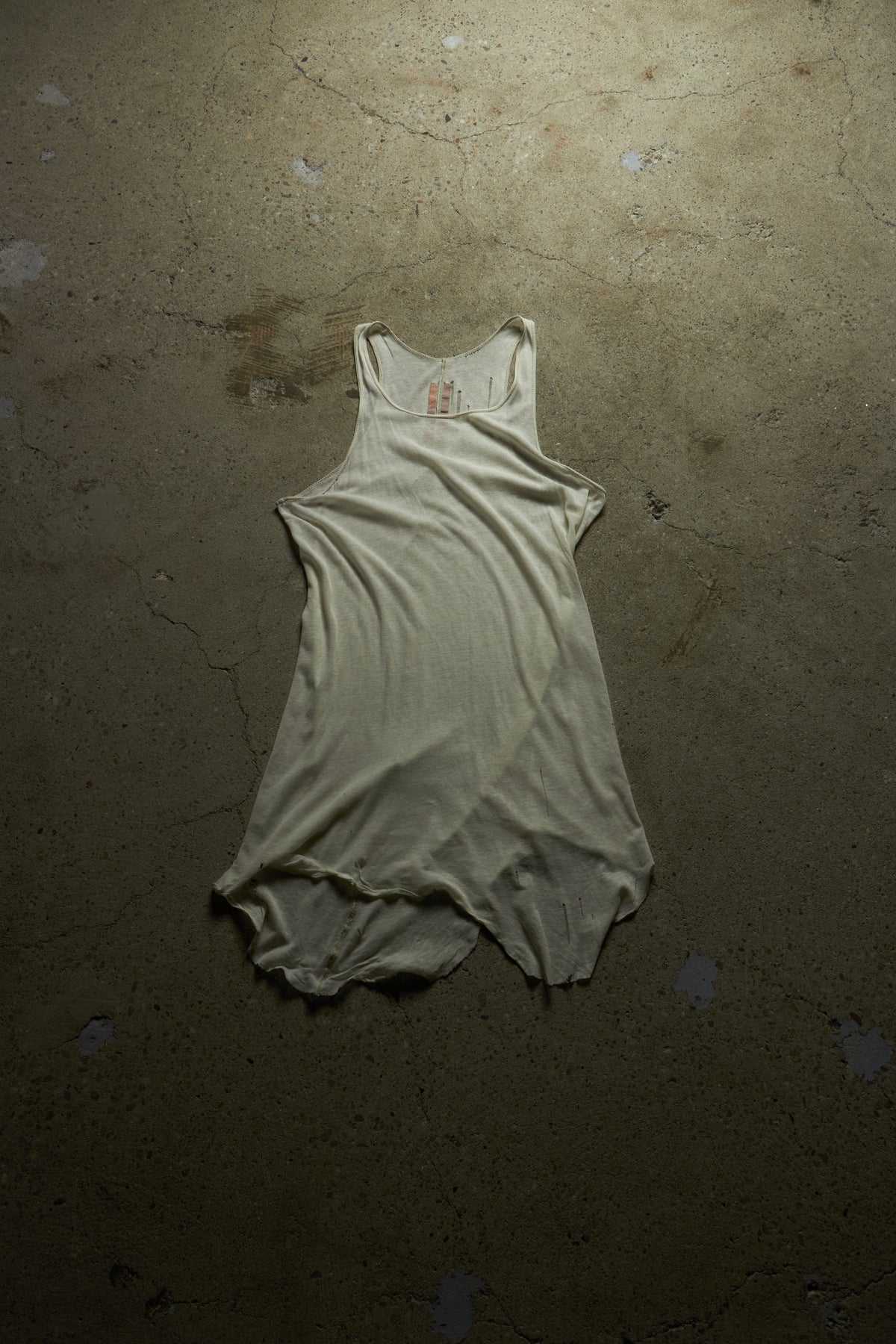 RICK OWENS SHEER ASYMMETRICAL MILK TANK TOP