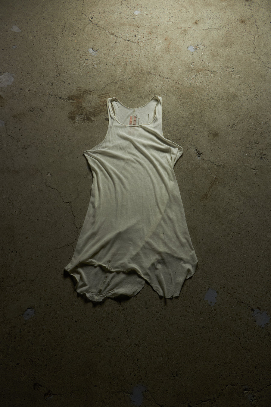 RICK OWENS SHEER ASYMMETRICAL MILK TANK TOP