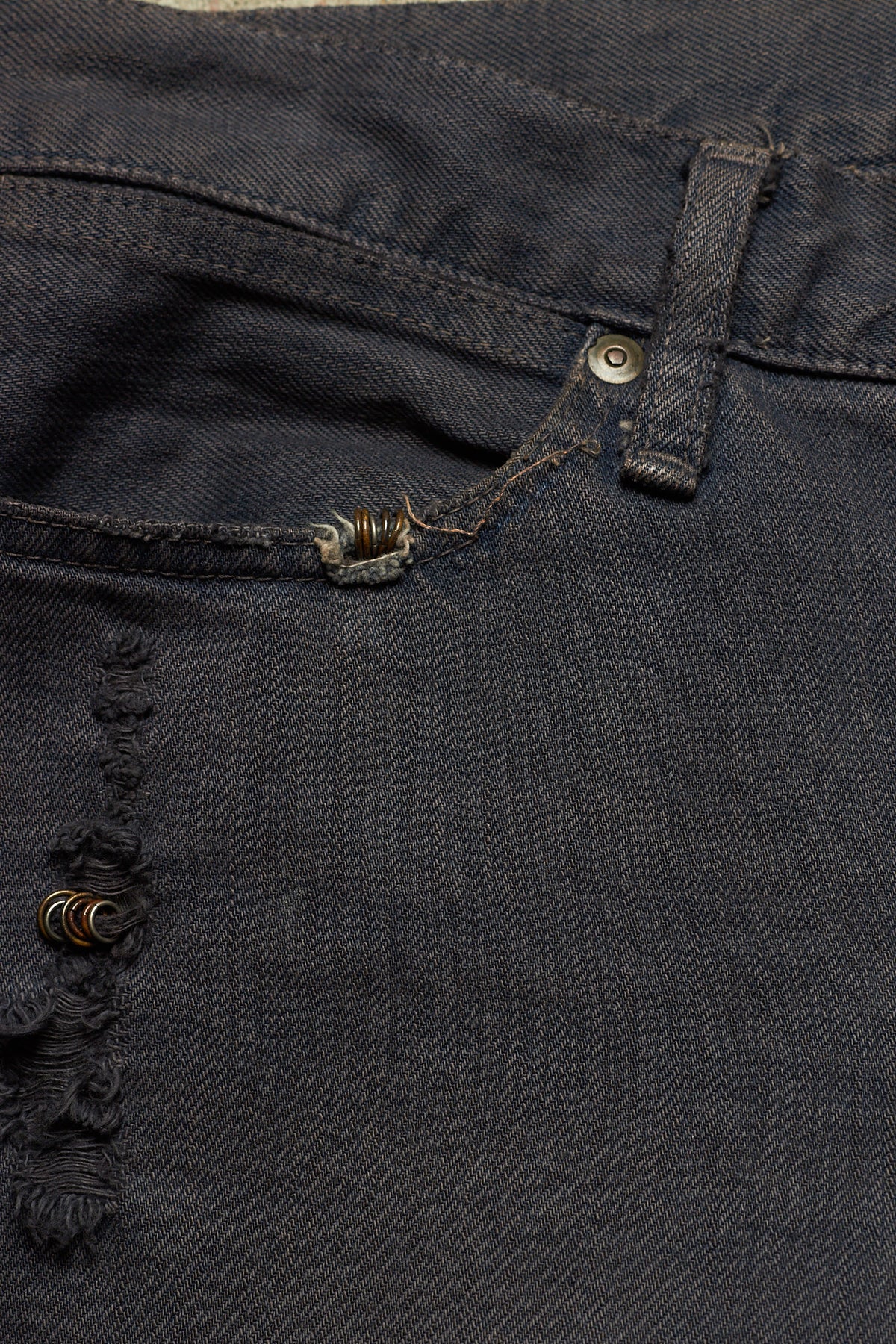 IFSIXWASNINE MUD MAX BOOTCUT PIERCED BLACK DENIM