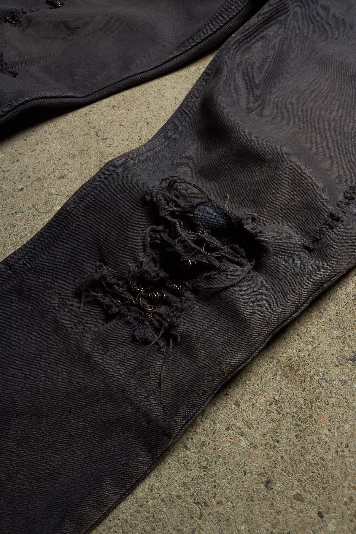 IFSIXWASNINE MUD MAX BOOTCUT PIERCED BLACK DENIM