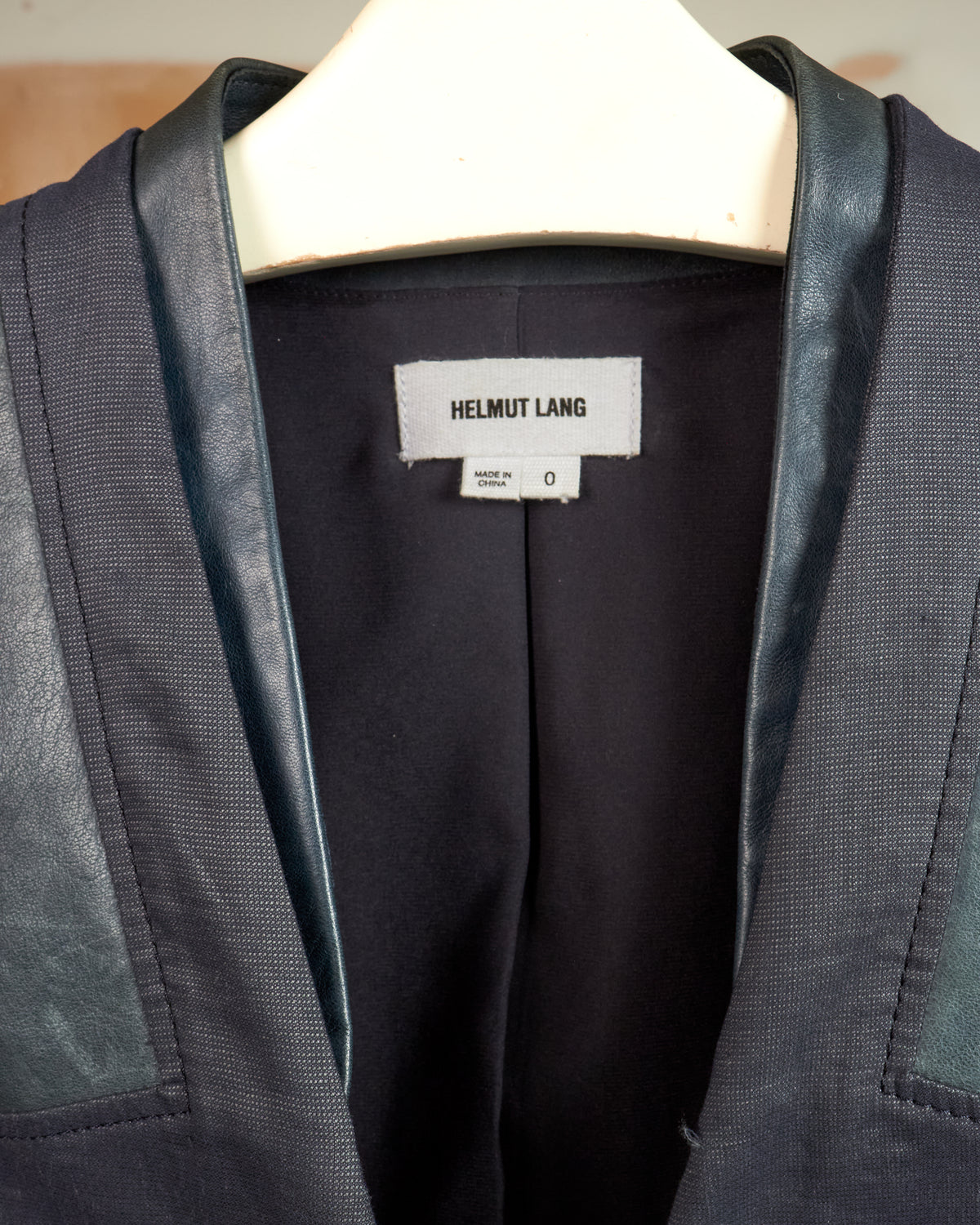 HELMUT LANG LAMB LEATHER CROPPED BLAZER