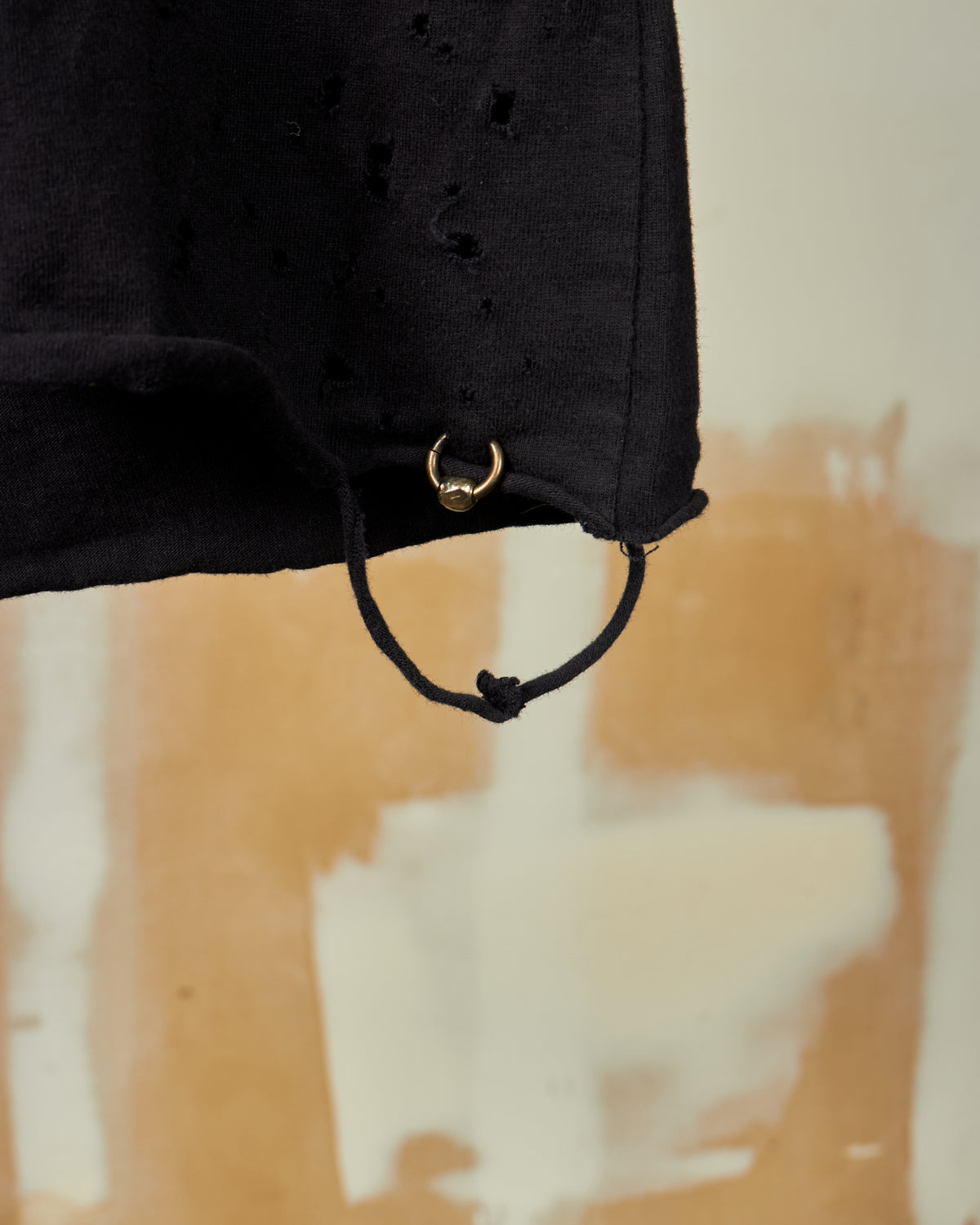 14TH ADDICTION DISTRESSED & PIERCED BLACK TEE