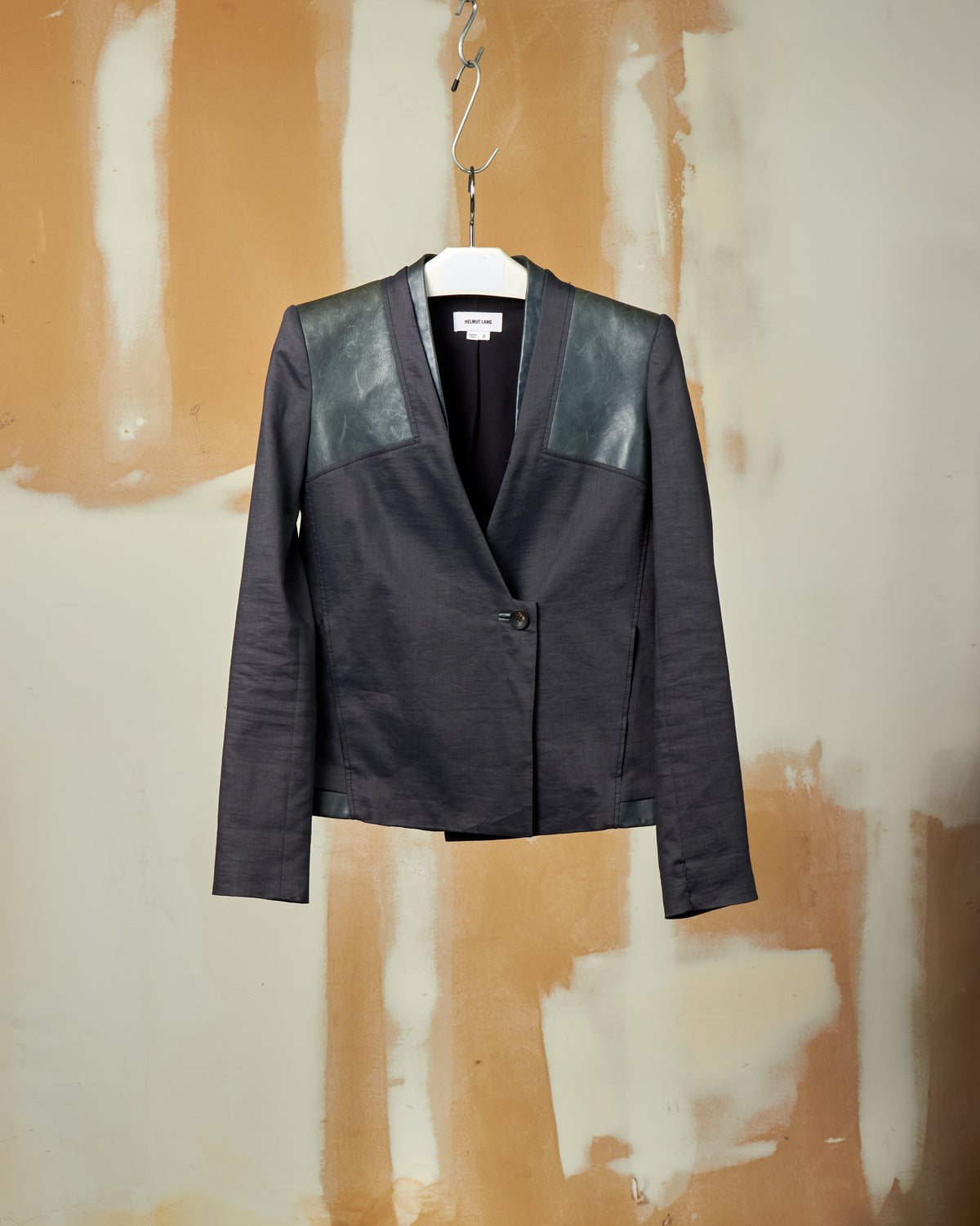 HELMUT LANG LAMB LEATHER CROPPED BLAZER