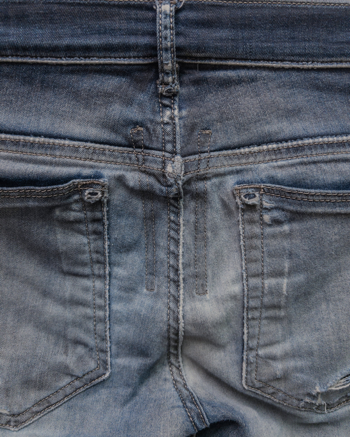 Rick Owens DRKSHDW SS16 Distressed & Repaired ‘Detroit Cut’ Denim - Dark Dust