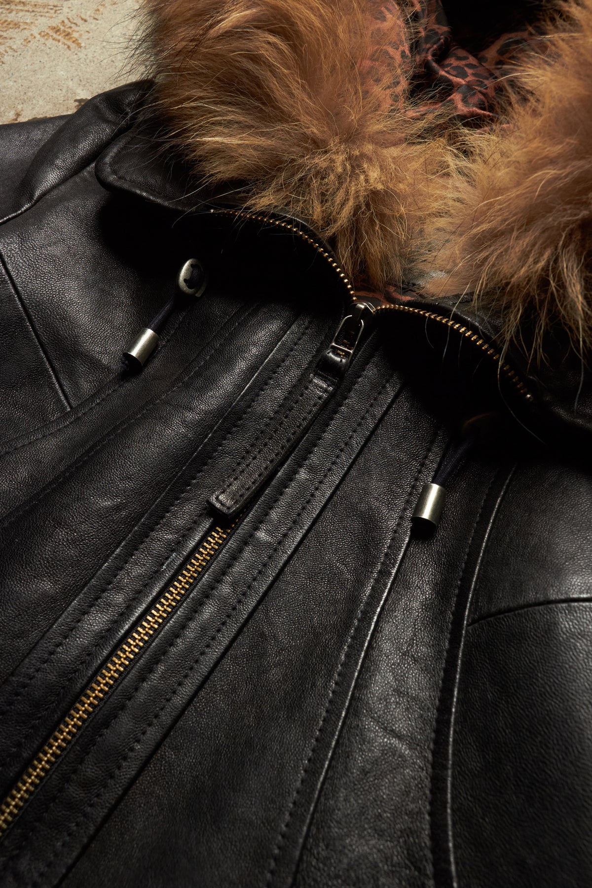 G.O.A [31647013] LAMB LEATHER DETACHABLE RACOON FUR HOODED JACKET