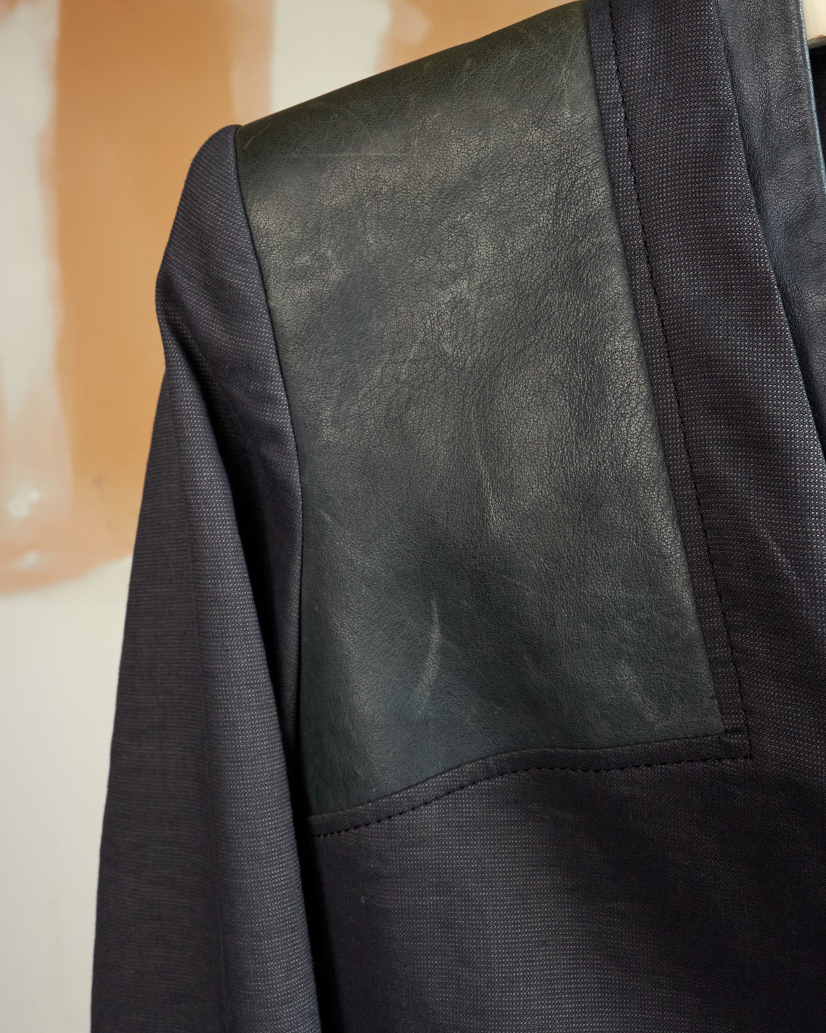 HELMUT LANG LAMB LEATHER CROPPED BLAZER