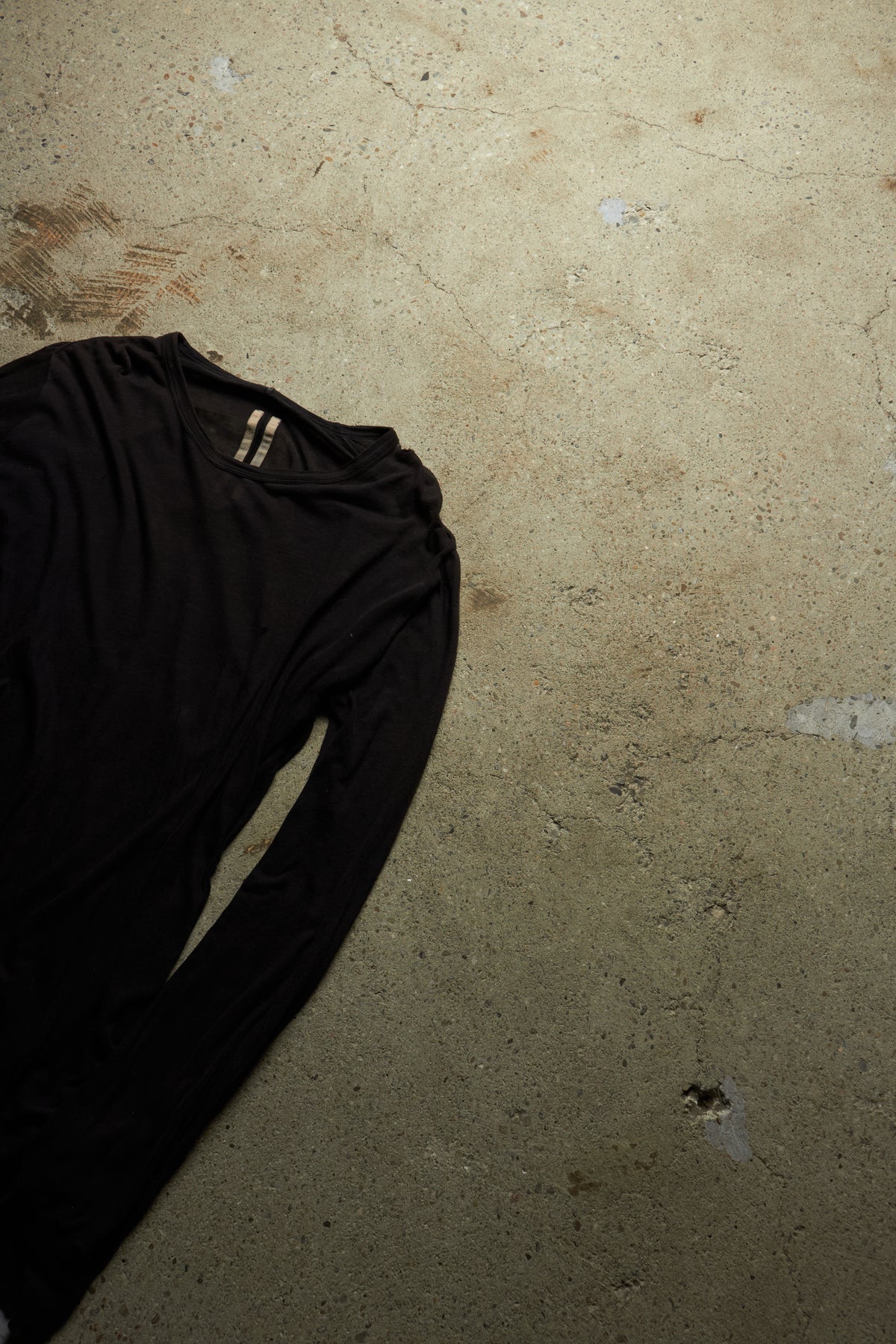 RICK OWENS MAINLINE FW21 [GETHSEMANE] BLACK UNSTABLE COTTON LONG SLEEVE