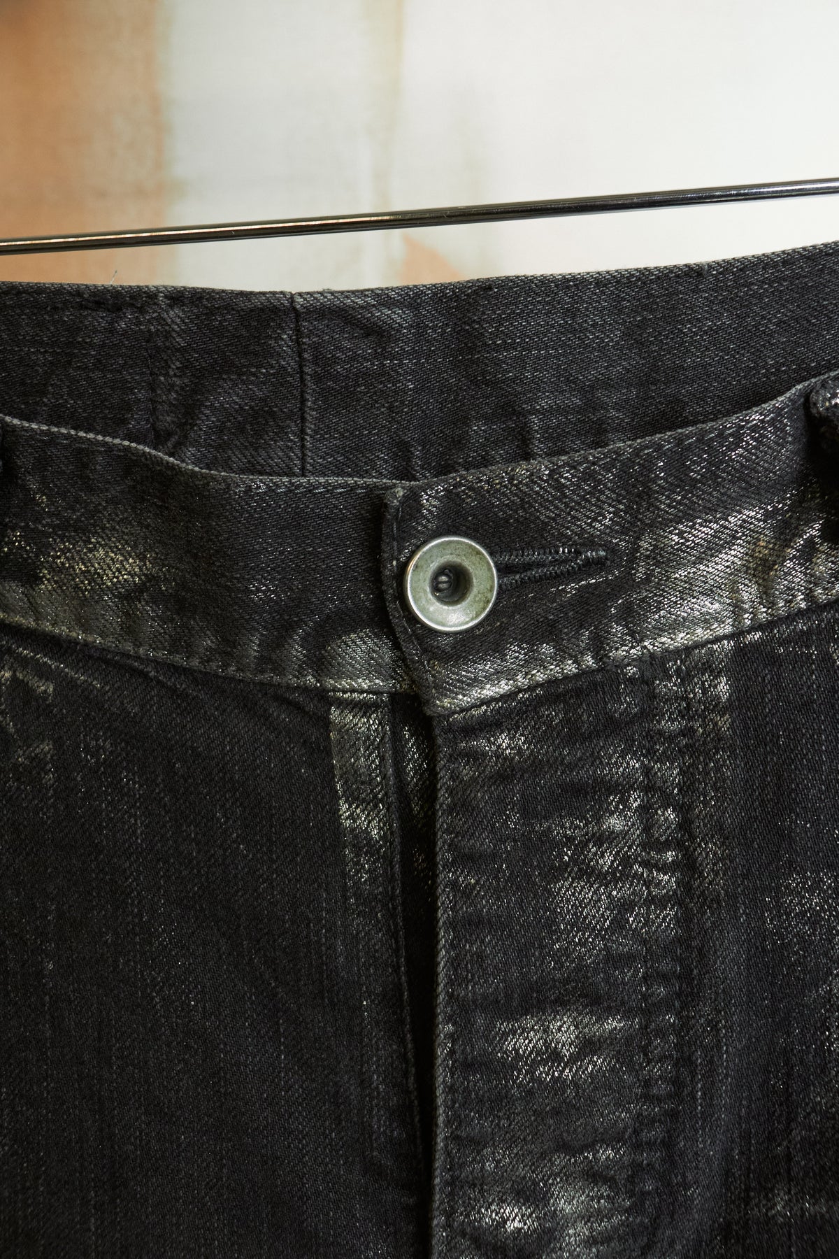 L.G.B. [S-WOLF] Metallic Waxed Python Print Slim Bootcut ‘Wolf’ Denim