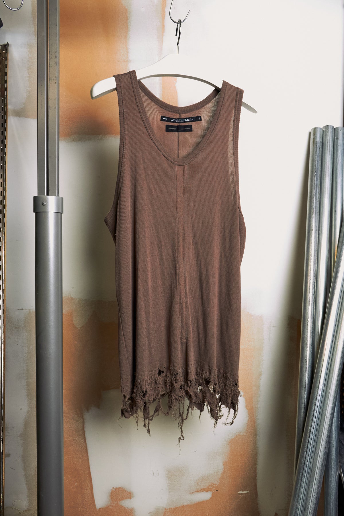 [SAMPLE] JULIUS_7 Silk Cotton Ribbed Distressed Tank Top [Permanent Collection]