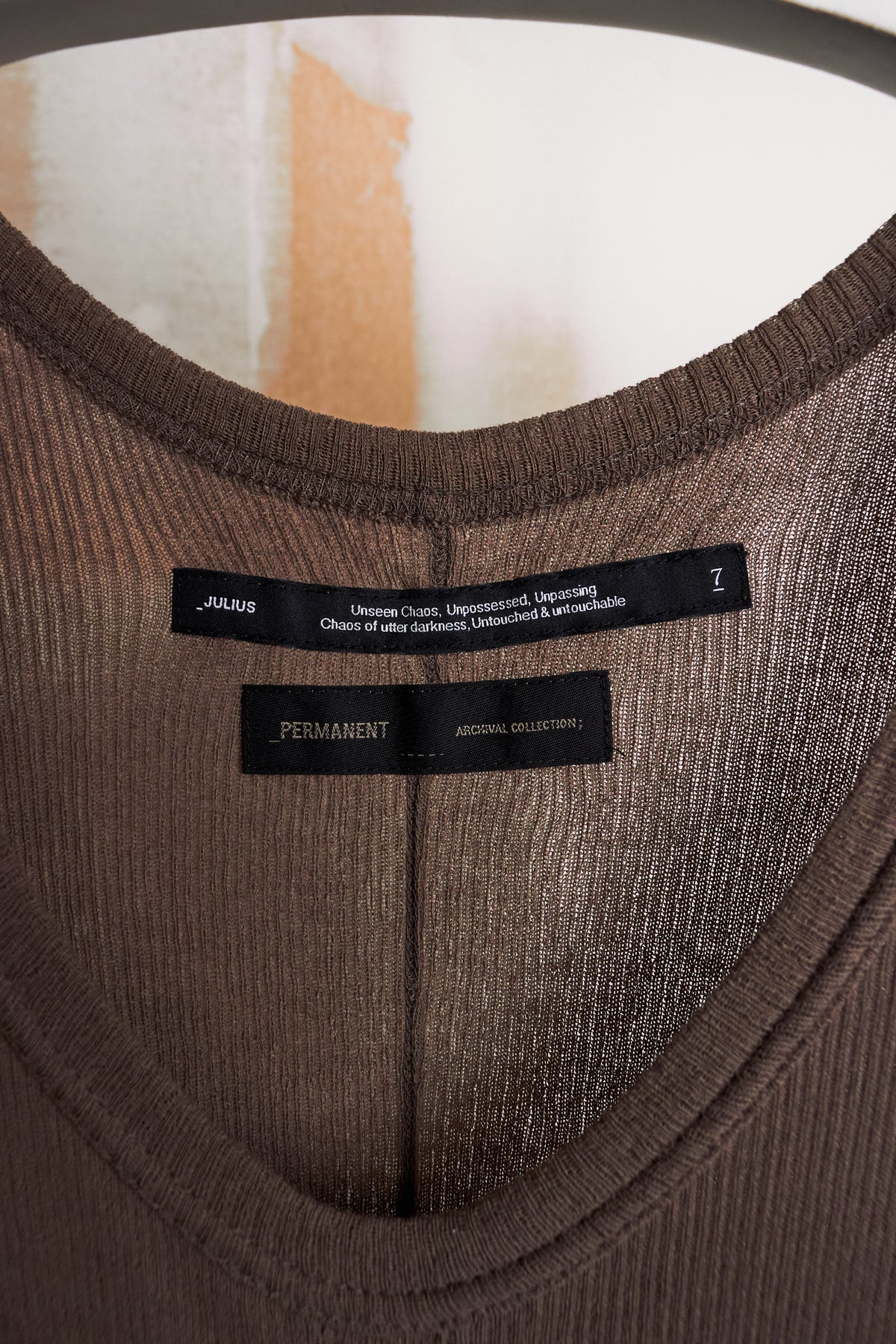 [SAMPLE] JULIUS_7 Silk Cotton Ribbed Distressed Tank Top [Permanent Collection]