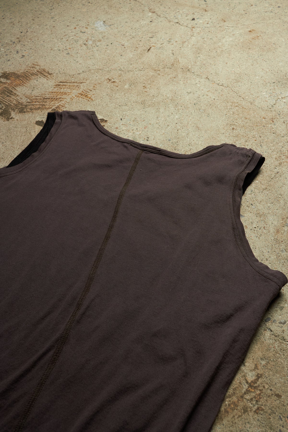 DIET BUTCHER SLIM SKIN DOUBLE LAYERED ASYMMETRICAL COTTON TANK TOP WITH TASSLE