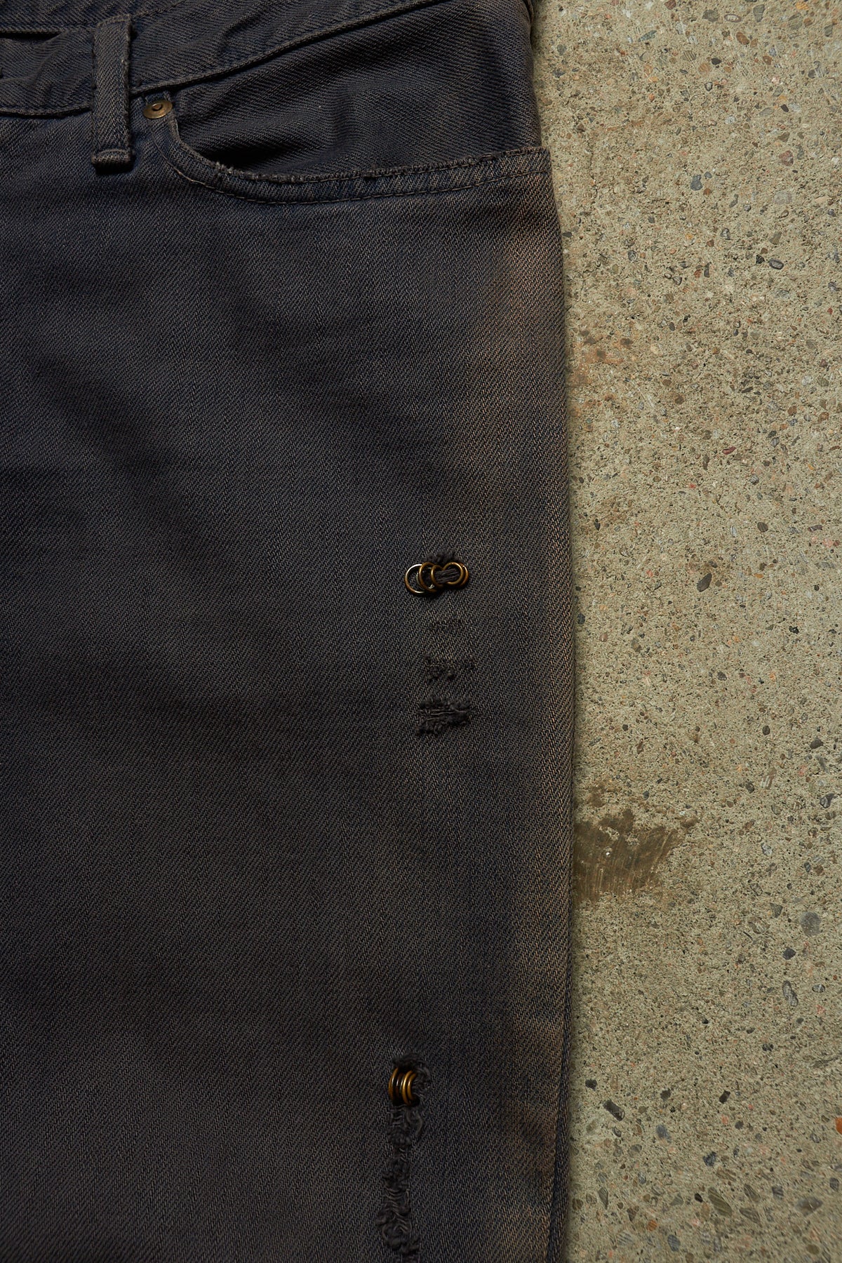 IFSIXWASNINE MUD MAX BOOTCUT PIERCED BLACK DENIM