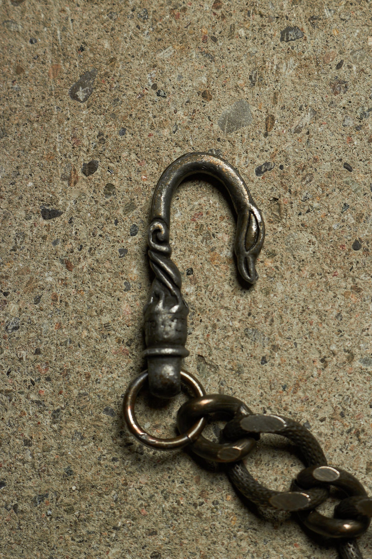 TRIPLE STACKED CROSS ENGRAVED BRONZE & SILVER PANT CHAIN