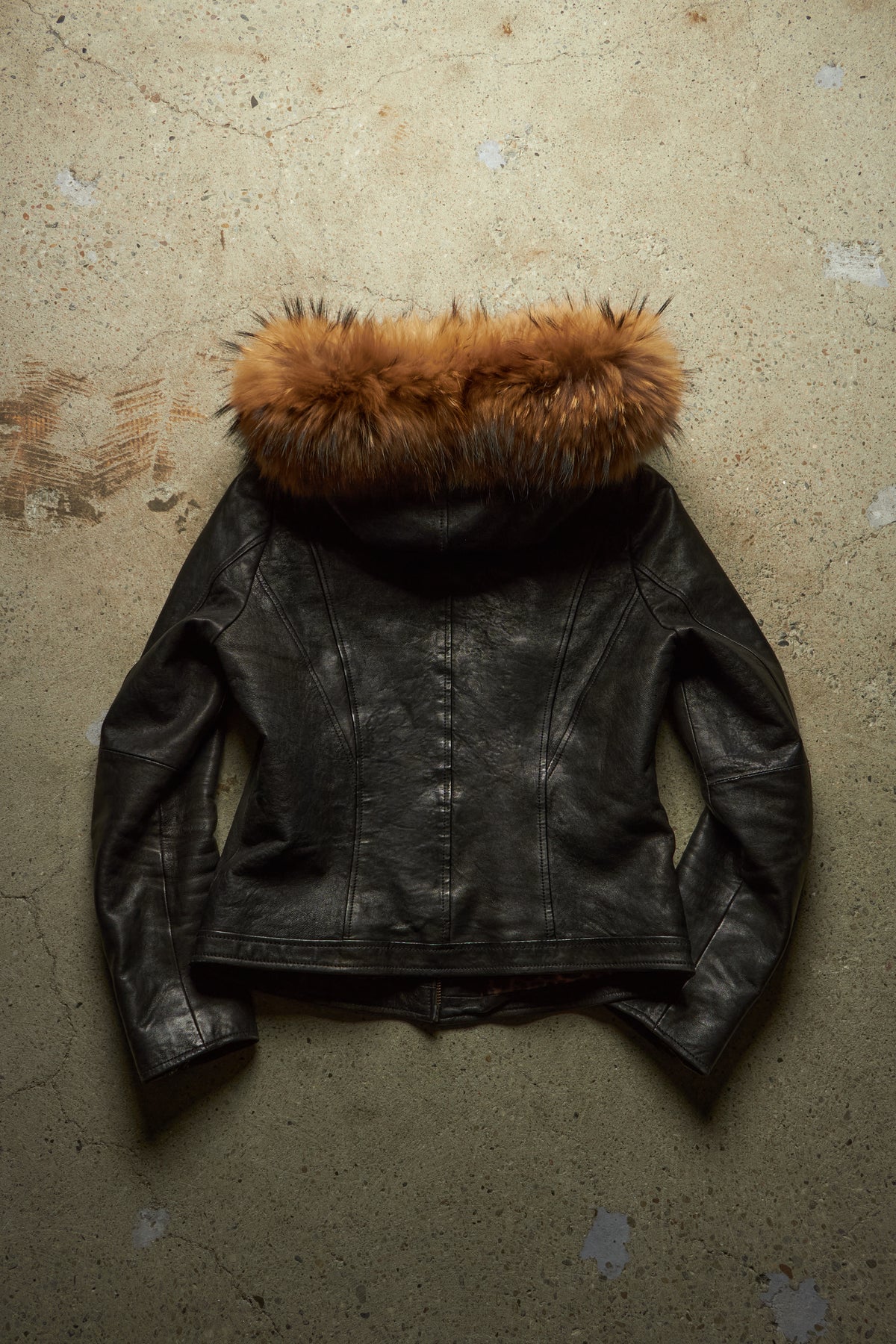 G.O.A [31647013] LAMB LEATHER DETACHABLE RACOON FUR HOODED JACKET
