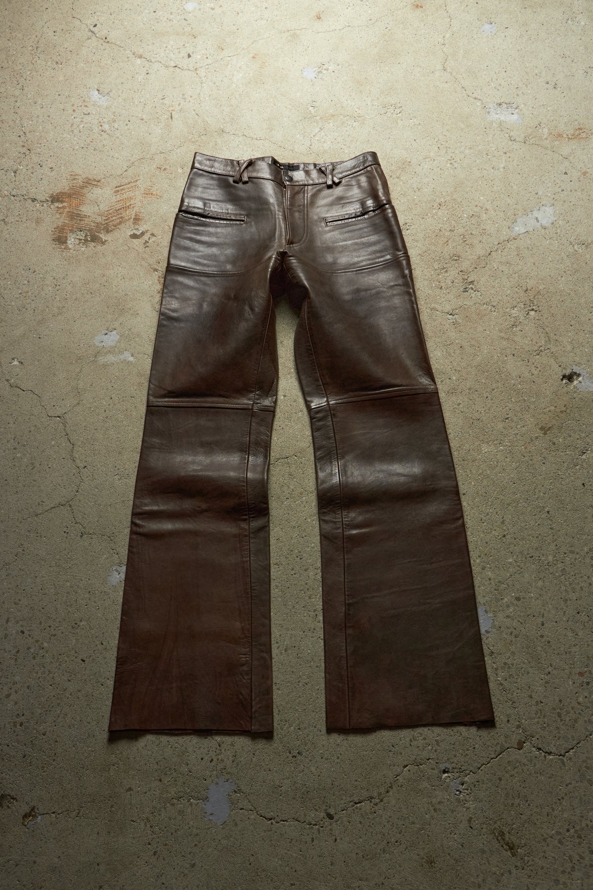MIHARAYASUHIRO BROWN KANGAROO LEATHER RELAXED FIT PANTS