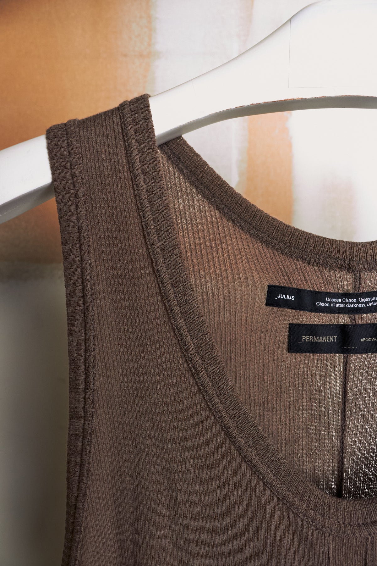 [SAMPLE] JULIUS_7 Silk Cotton Ribbed Distressed Tank Top [Permanent Collection]