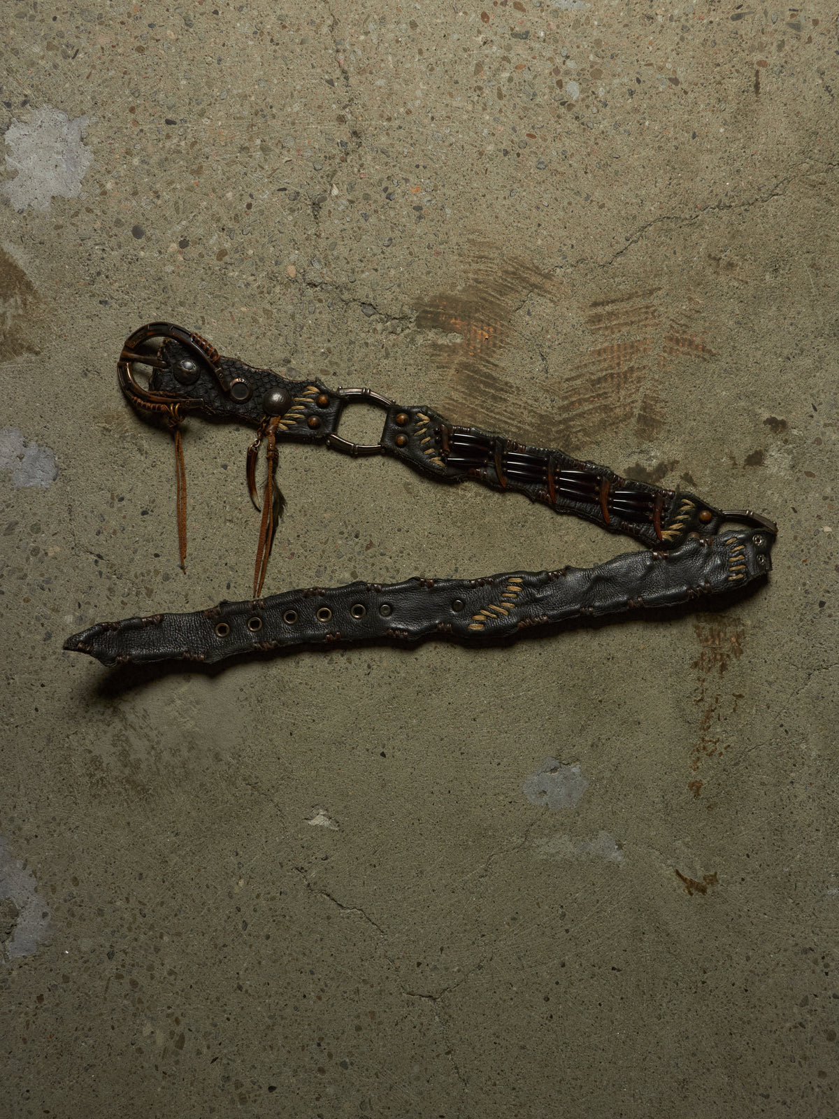 14TH ADDICTION PYTHON LEATHER HORSESHOE BULLET HOLE BELT