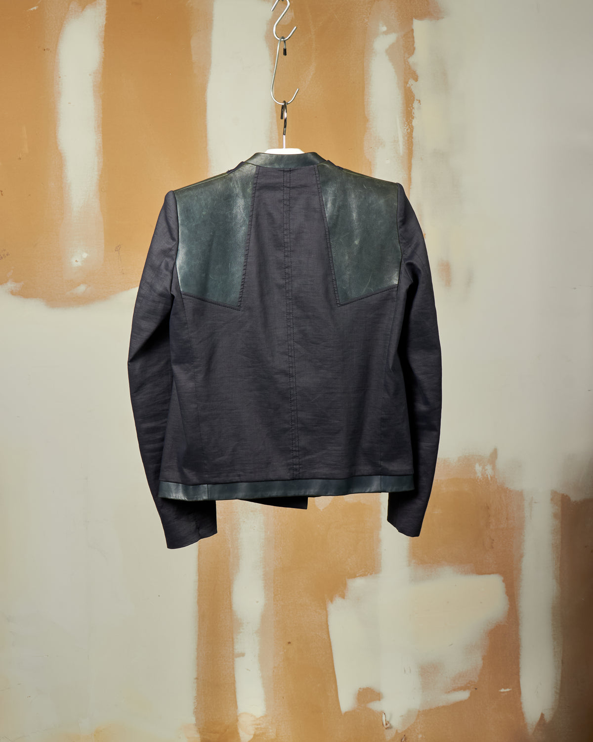 HELMUT LANG LAMB LEATHER CROPPED BLAZER