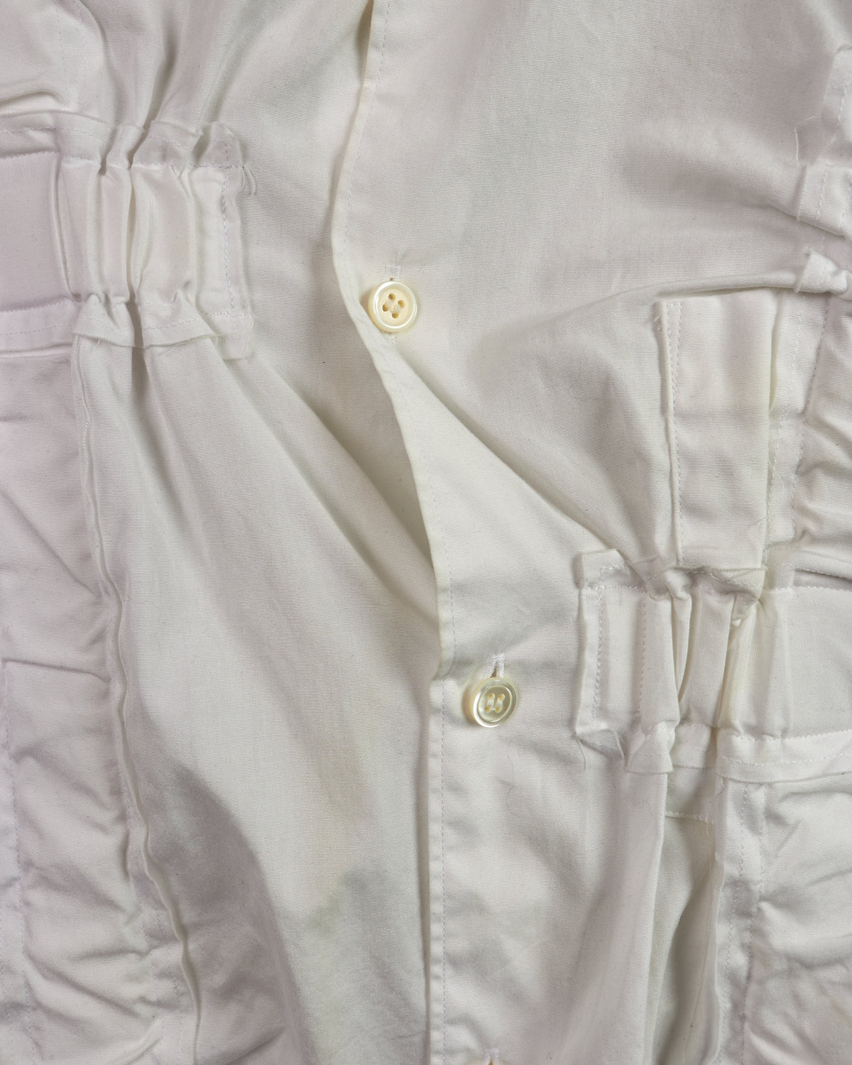 COMME DES GARÇONS HOMME PLUS RUCHED ASYMMETRICAL WHITE DRESS SHIRT