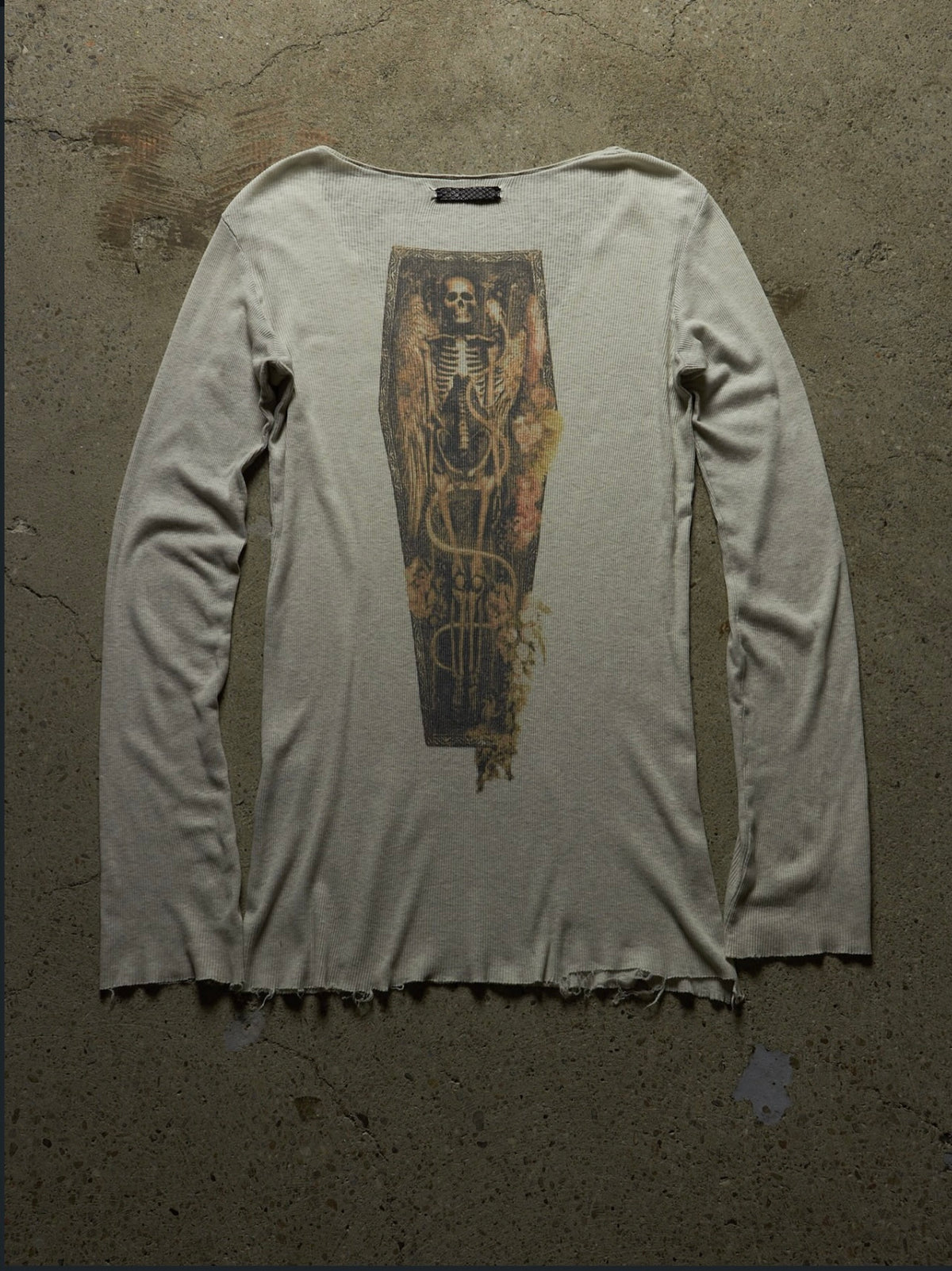 IFSIXWASNINE [REBIRTH] FLORAL GRAVE GRAPHIC RIBBED LONG SLEEVE V NECK